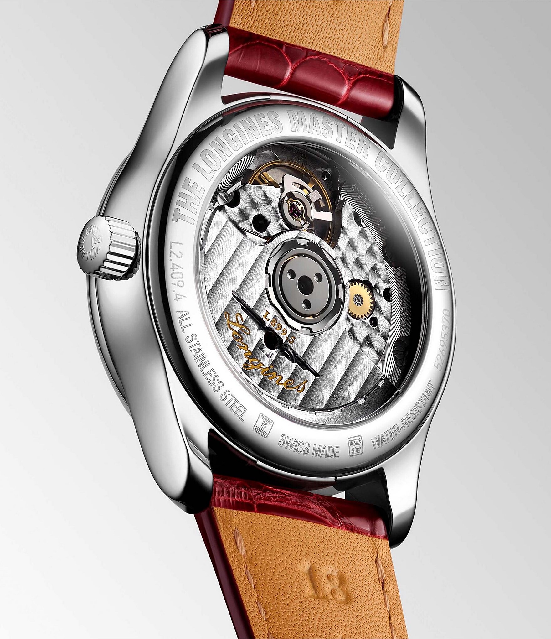 Longines Women's Master Automatic Red Leather Strap Watch