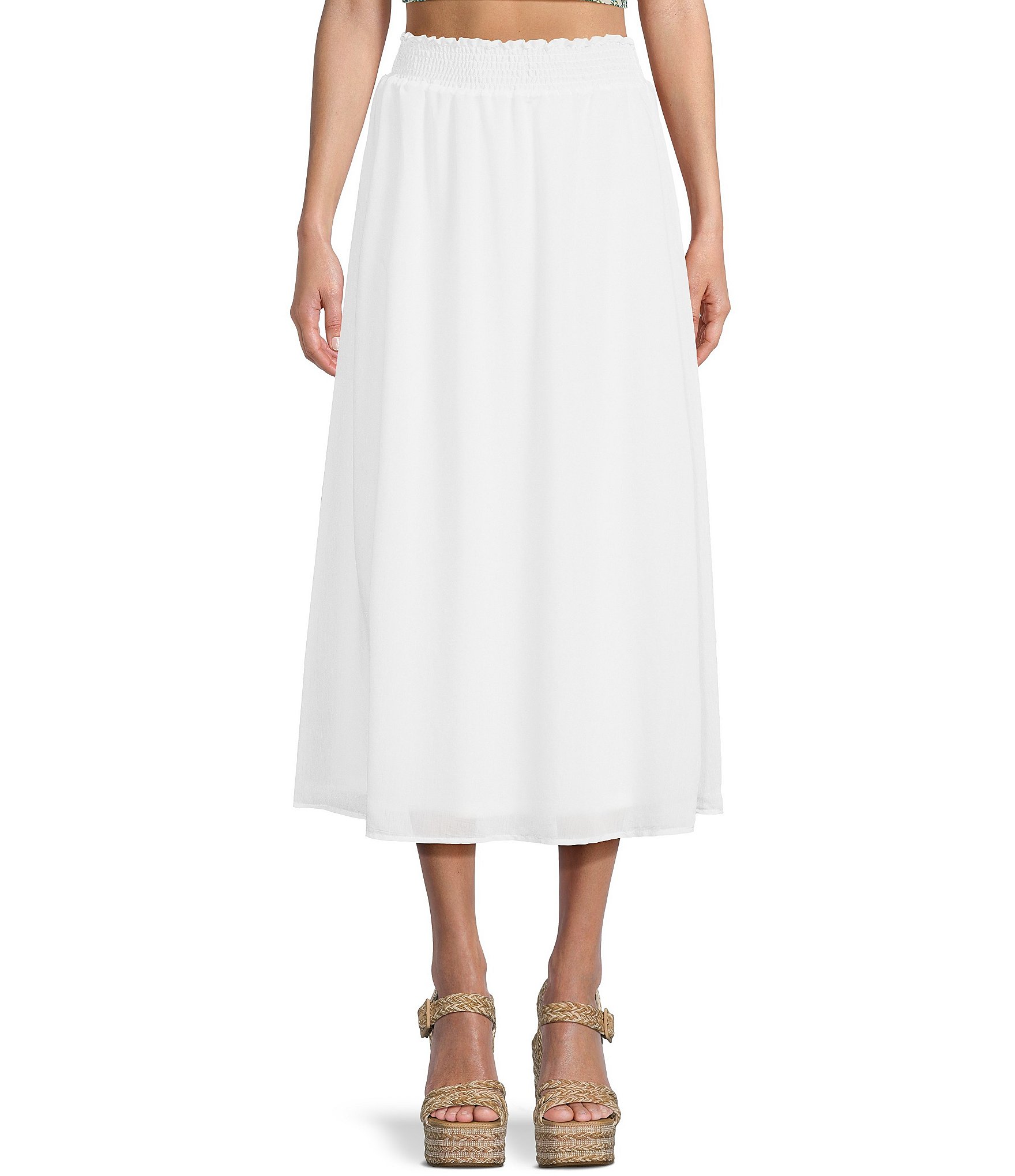 Love & Piece Smocked Waist Midi Skirt | Dillard's