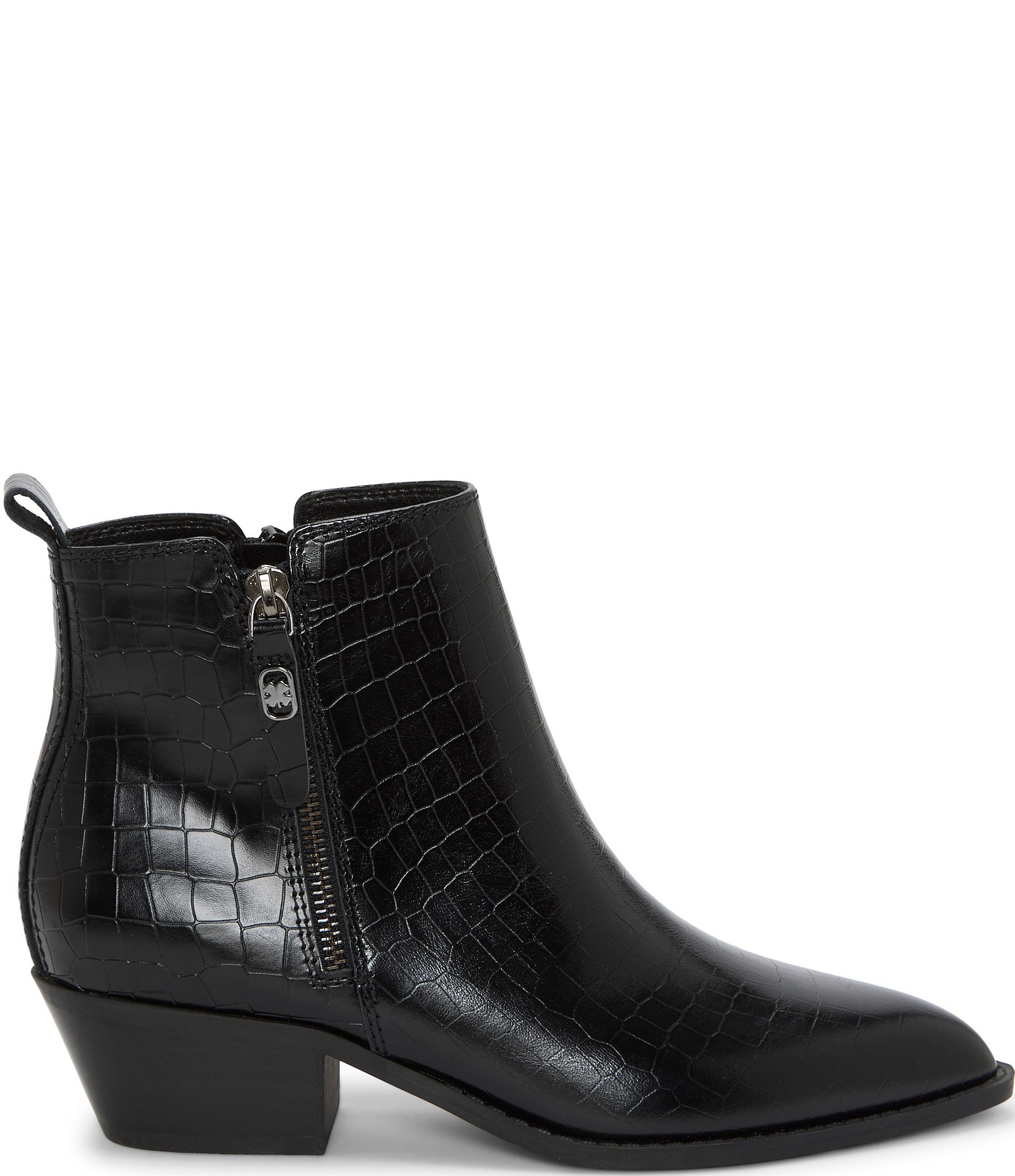 Lucky Brand Ailein Croco Embossed Leather Ankle Booties