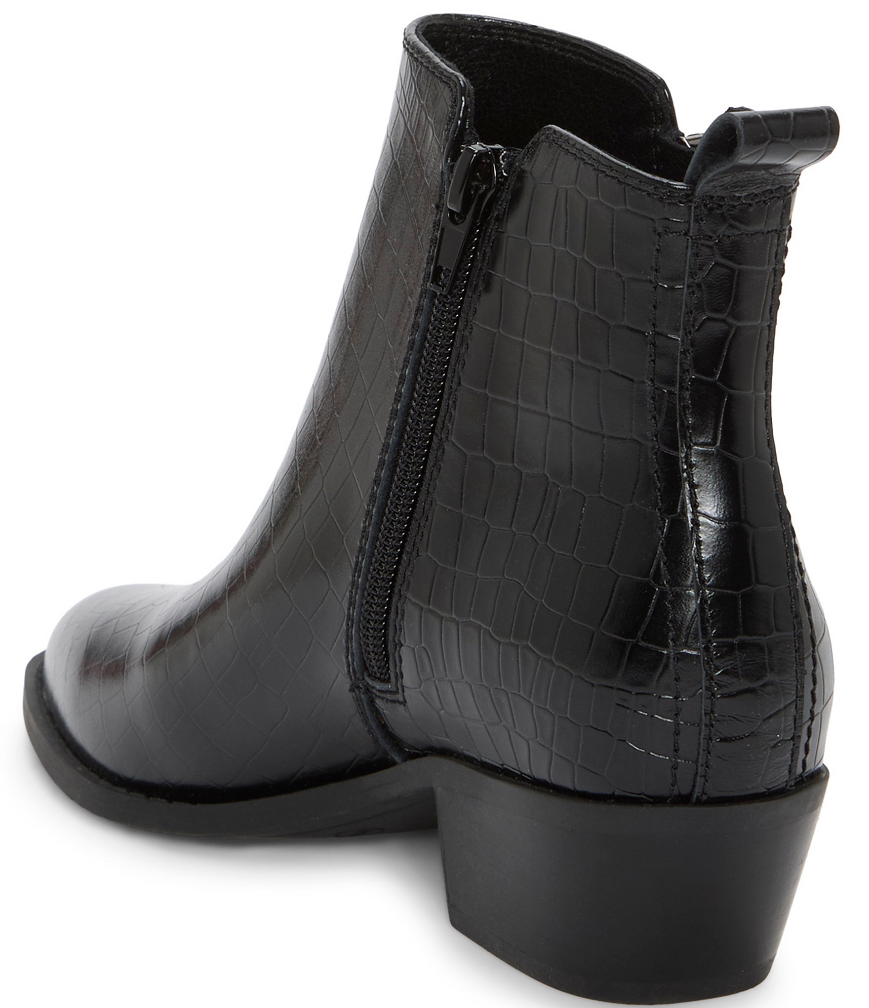 Lucky Brand Ailein Croco Embossed Leather Ankle Booties