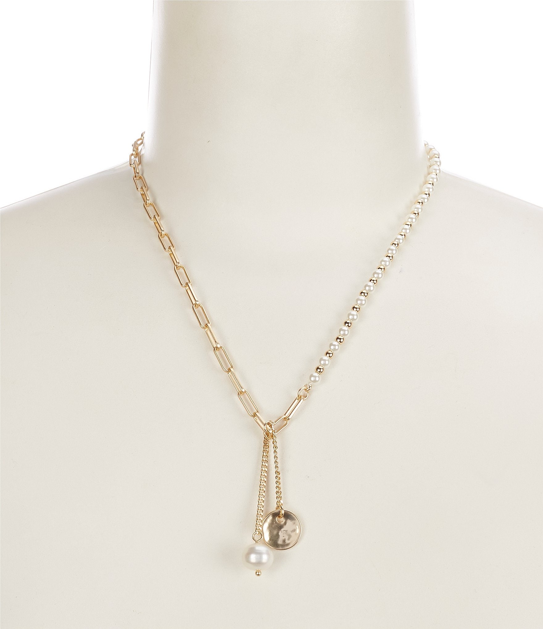 Lucky Brand Asymmetrical Pearl Lariat Y Necklace | Dillard's