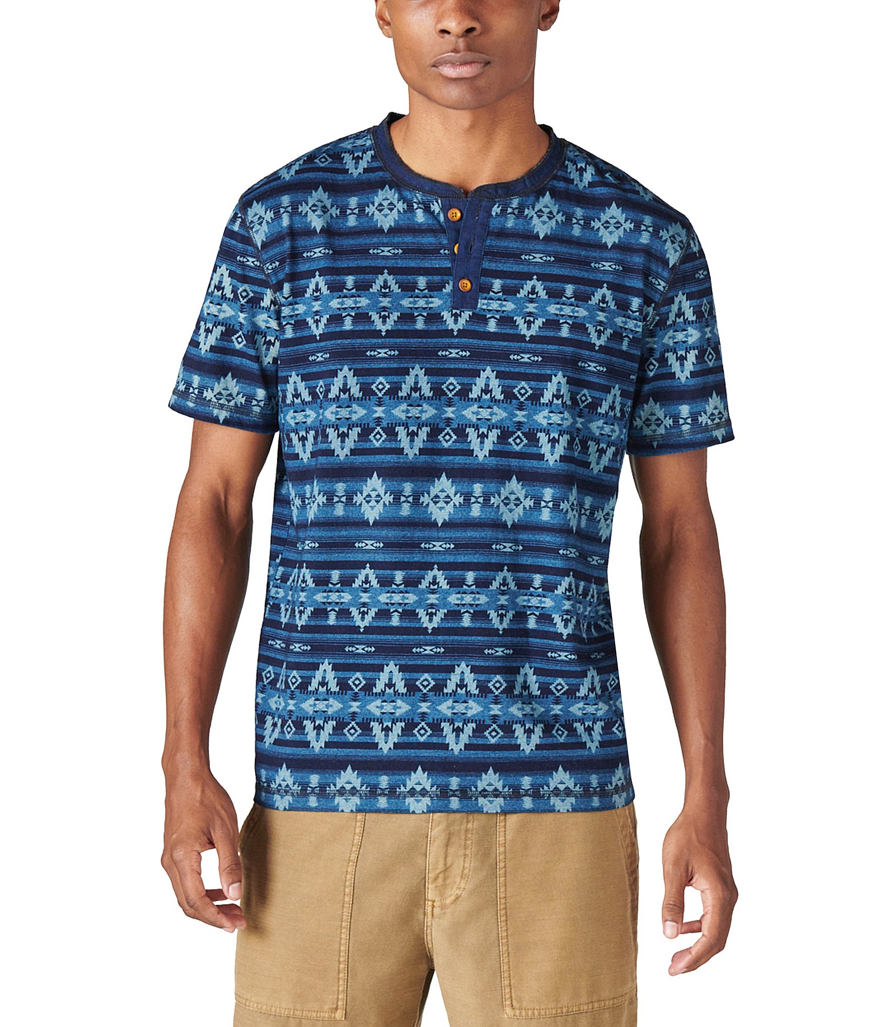 Lucky Brand Aztec Printed Short-Sleeve 