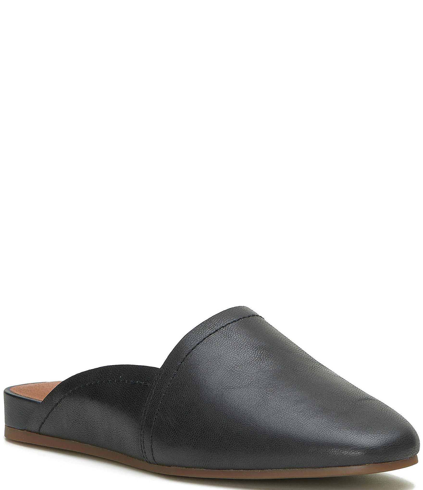 Womens leather slip on on sale mules