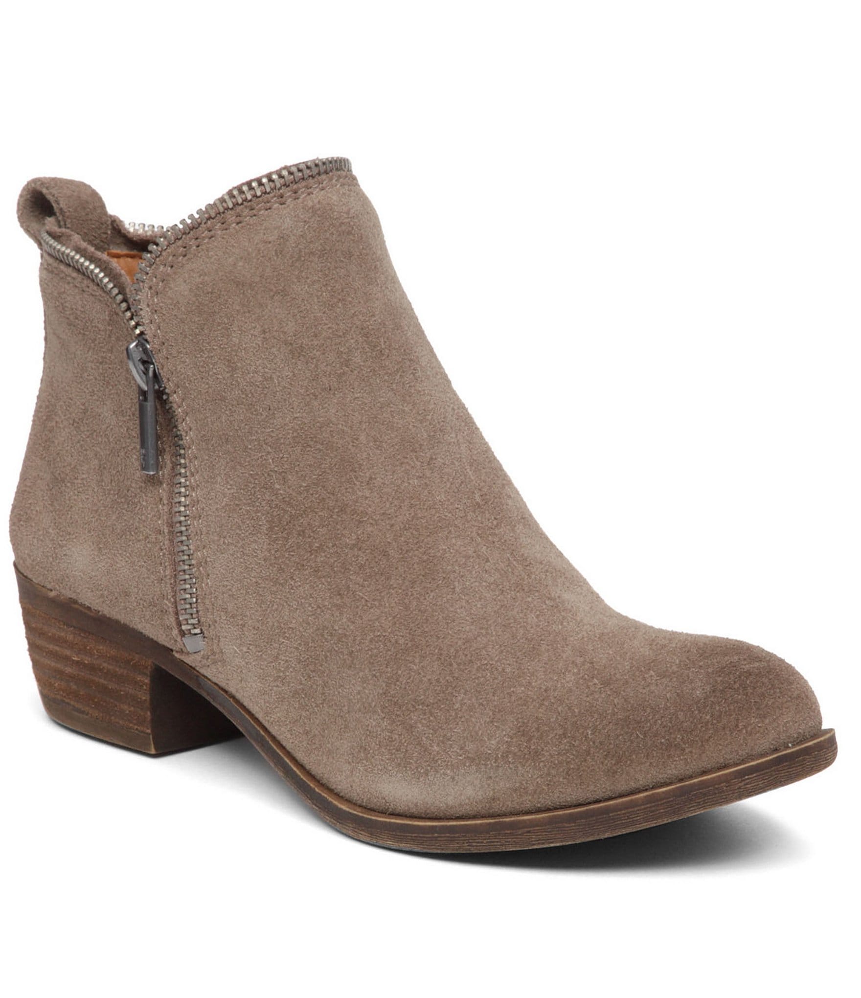 Lucky Brand Bartalino Suede Zip Block Heel Booties Dillards