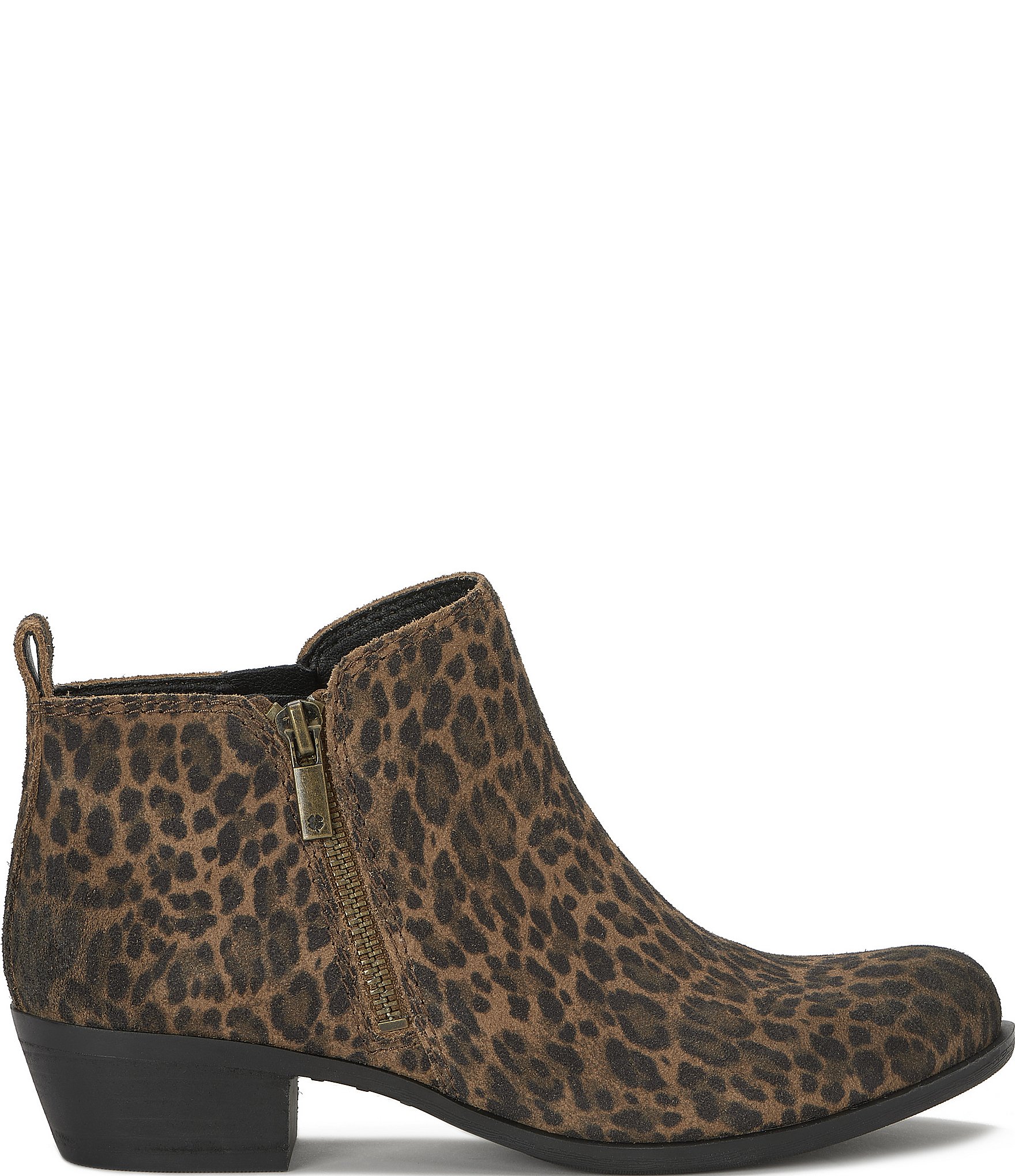 Lucky Brand Basel Blurred Leopard Suede Block Heel Booties