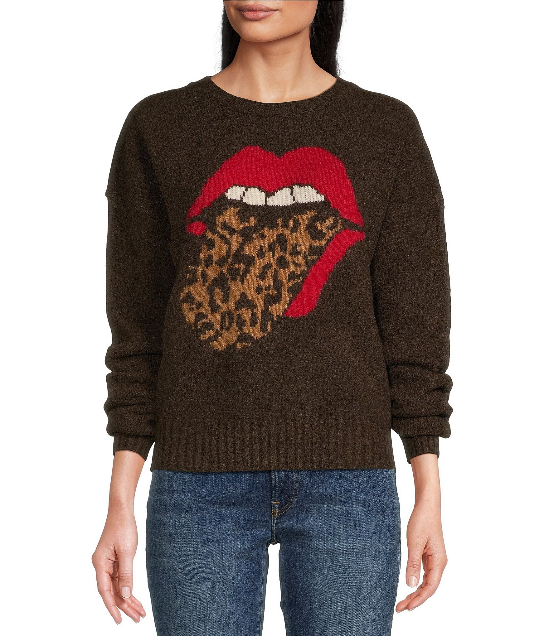 Lucky Brand Cloudsoft Knit Rolling Stones Leopard Print