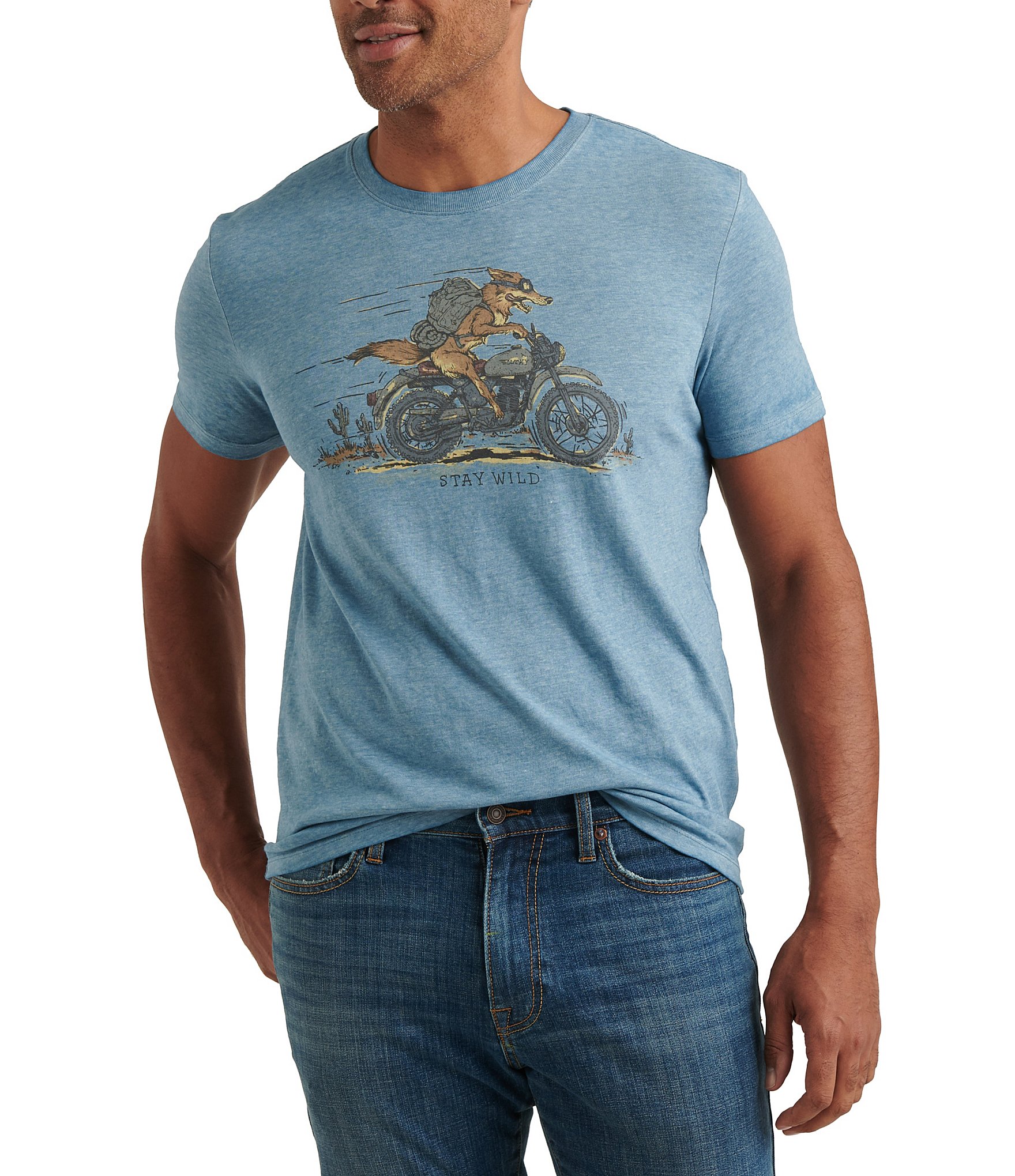 Lucky Brand Coyote Biker Burnout Short-Sleeve Graphic T-Shirt | Dillard's