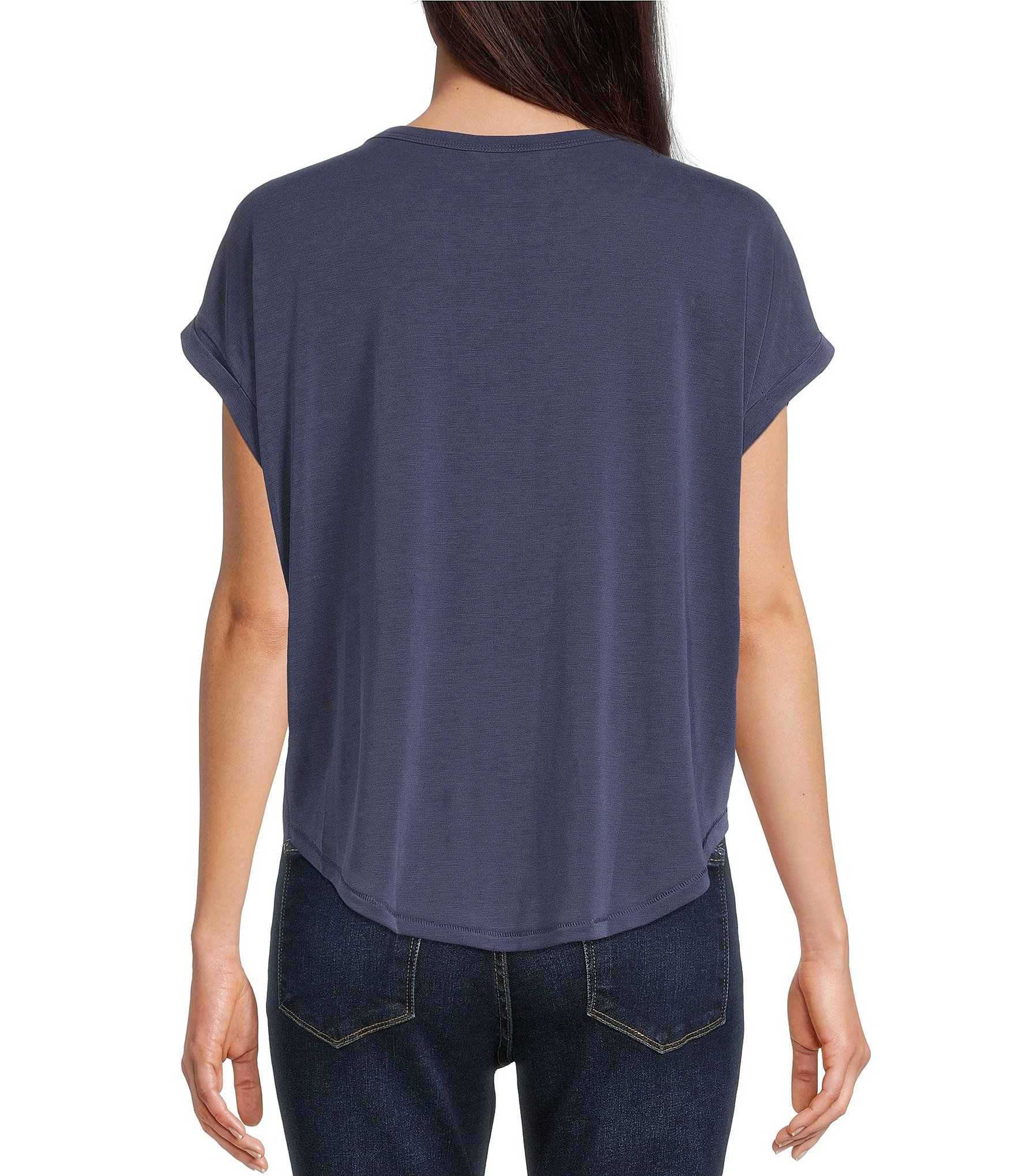 Lucky Brand Scoop Neck Short Sleeve Slouchy Round Hem T-Shirt