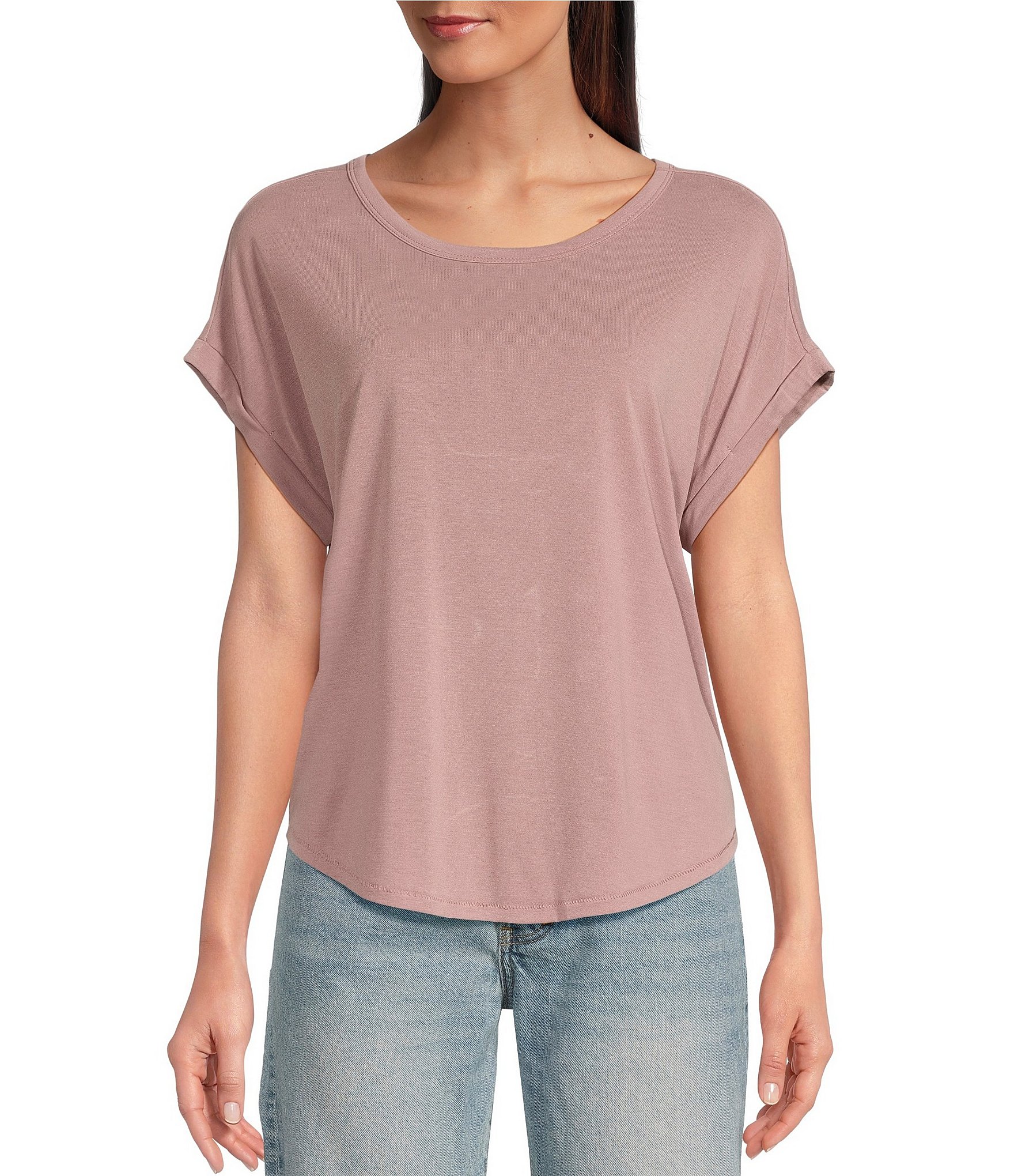 Lucky Brand Scoop Neck Short Sleeve Slouchy Round Hem T-Shirt