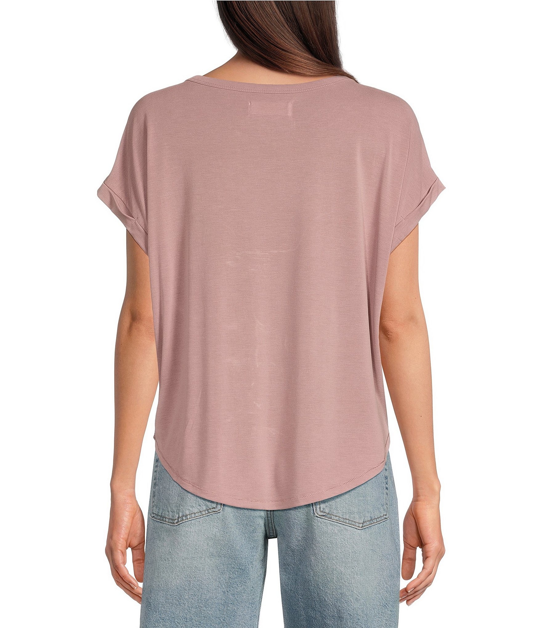 Lucky Brand Scoop Neck Short Sleeve Slouchy Round Hem T-Shirt