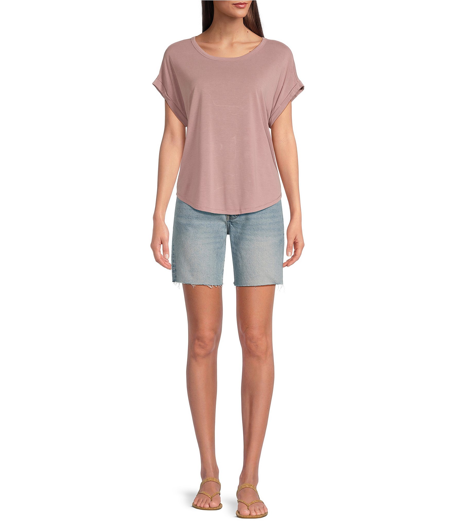 Lucky Brand Scoop Neck Short Sleeve Slouchy Round Hem T-Shirt