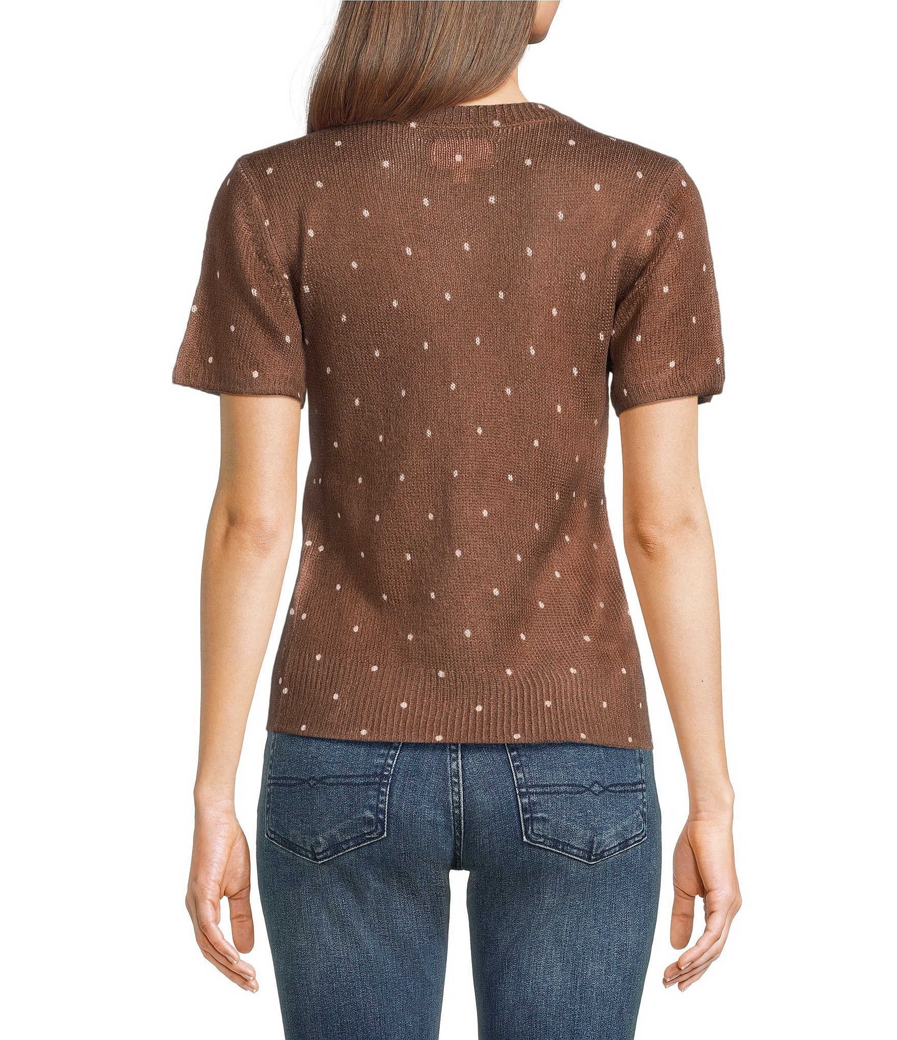 Lucky Brand Dot Print Crew Neck Short Sleeve Tee