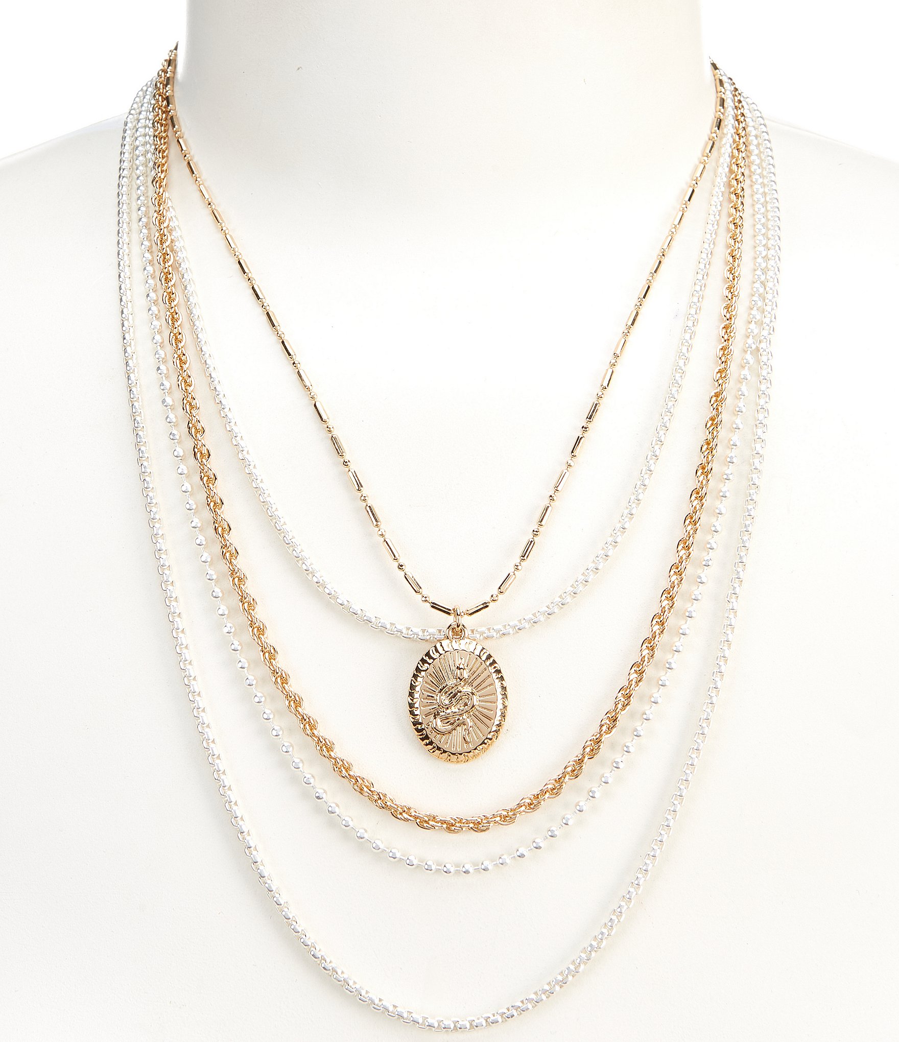 Gemma Layne Snake Chain Long Multi Strand Necklace - Gold