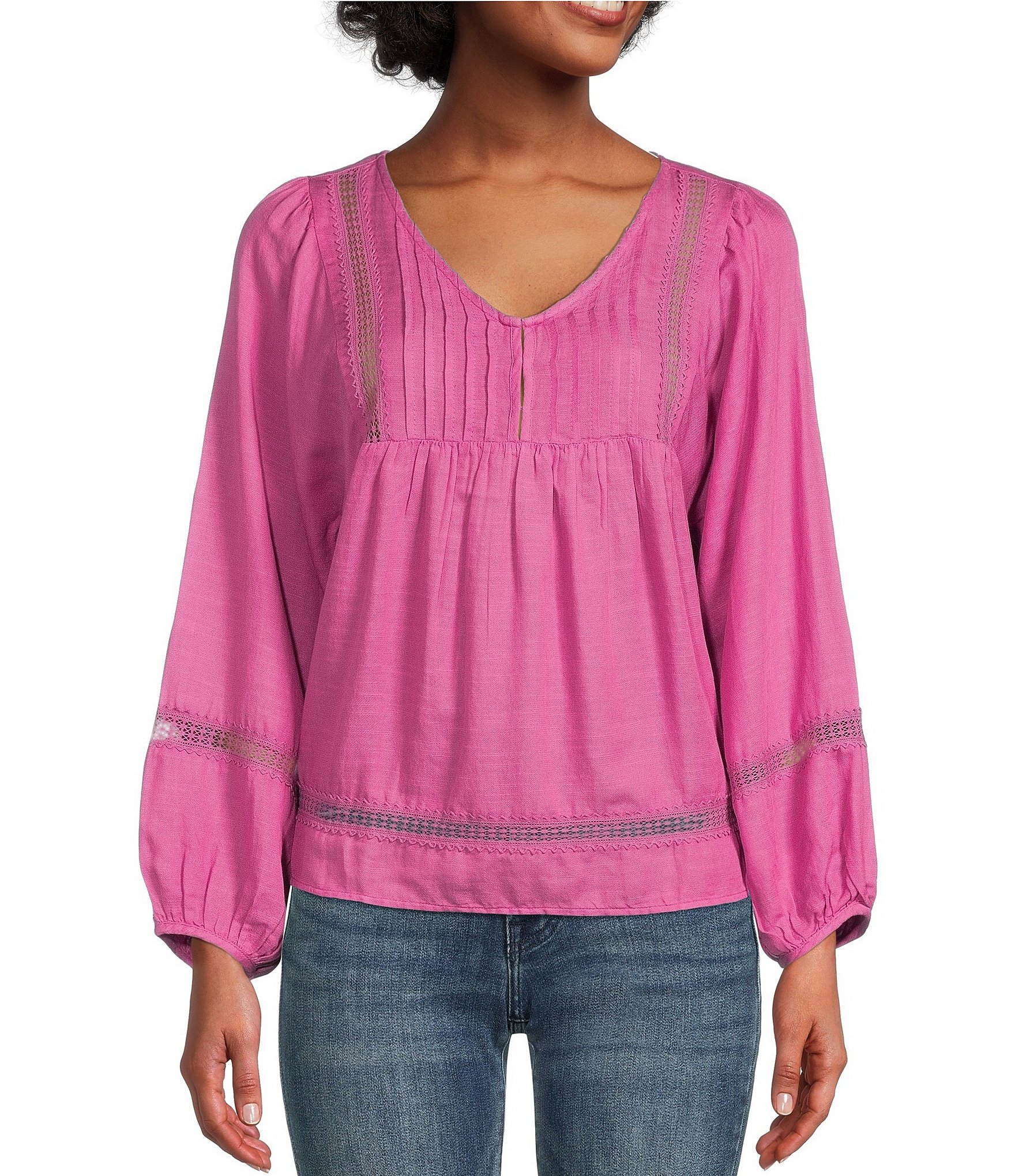 Lucky Brand Women's Lace-Trimmed V-neck Top