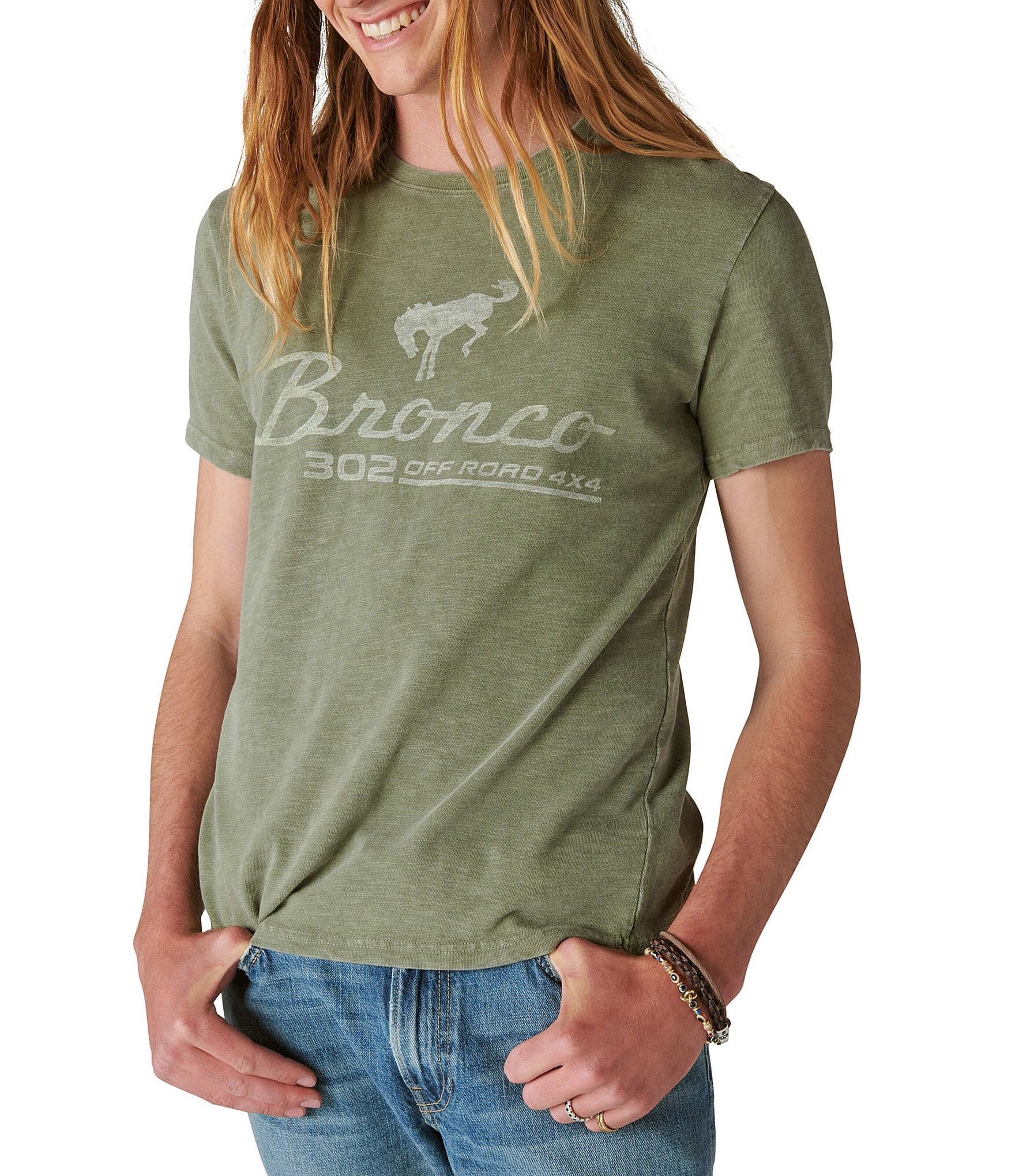 Lucky Brand Ford Bronco Cotton Graphic T-Shirt in Oil Green