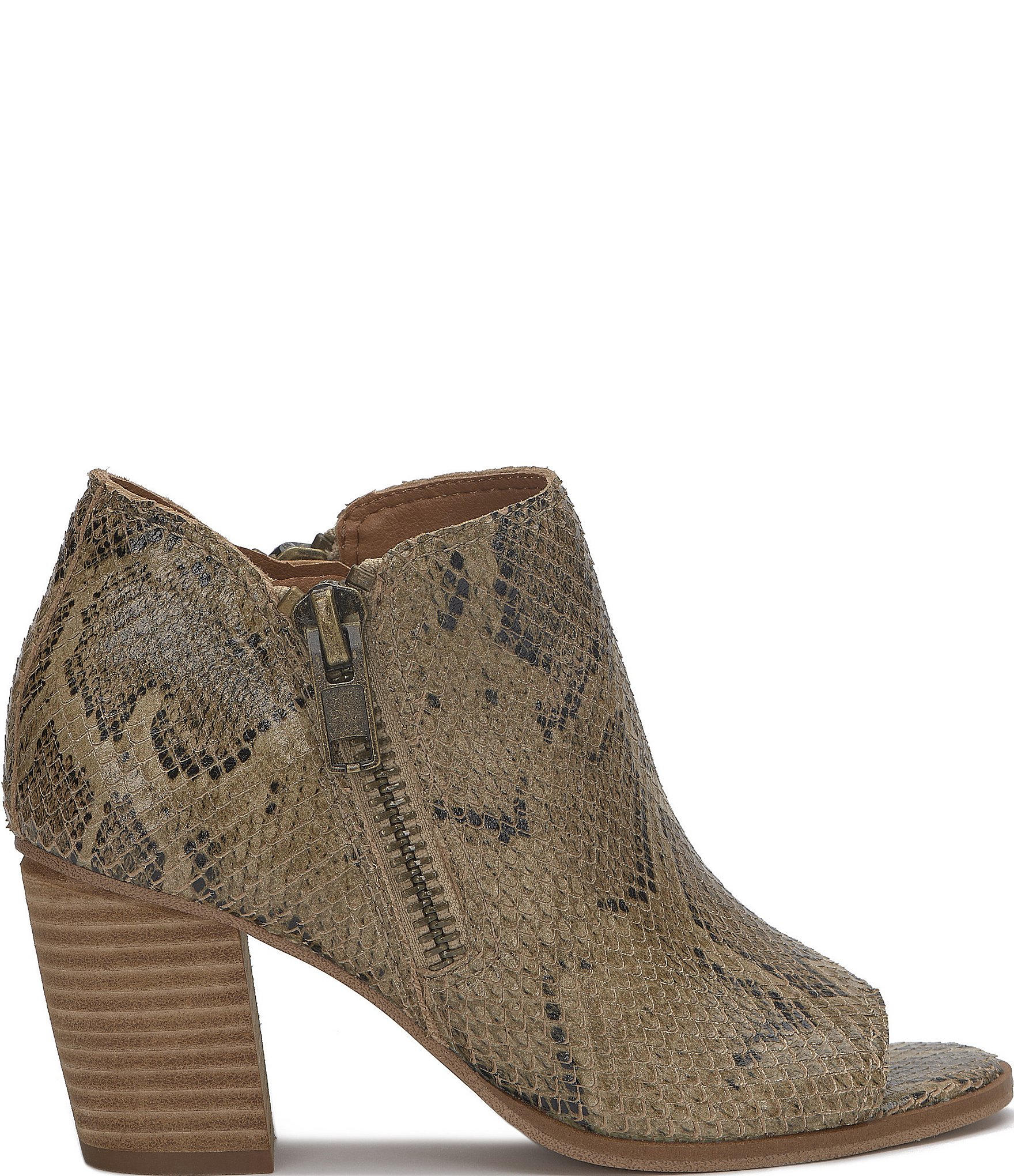 Lucky Brand Joseleen Snake Print Leather Double Zip Shooties