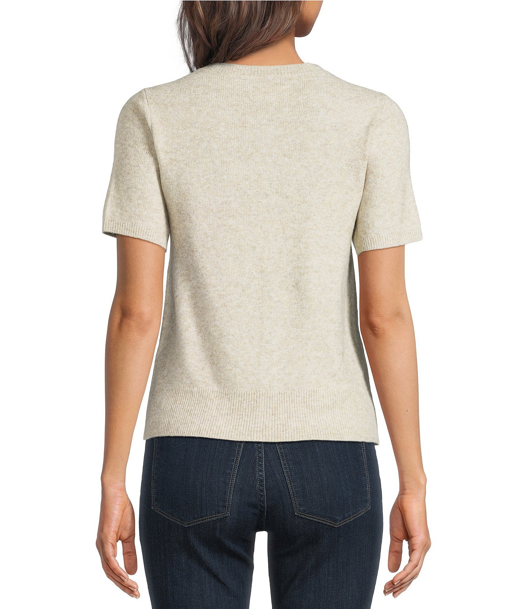 Lucky Brand Knit Argyle Design Round neck Short Sleeve Sweater Tee
