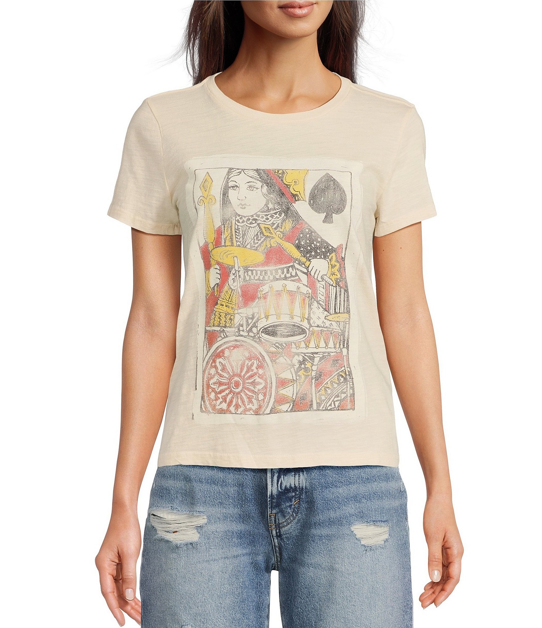 Lucky Brand Women's Stars Cosmos Graphic Tee, Women's Casual Tees & Tops