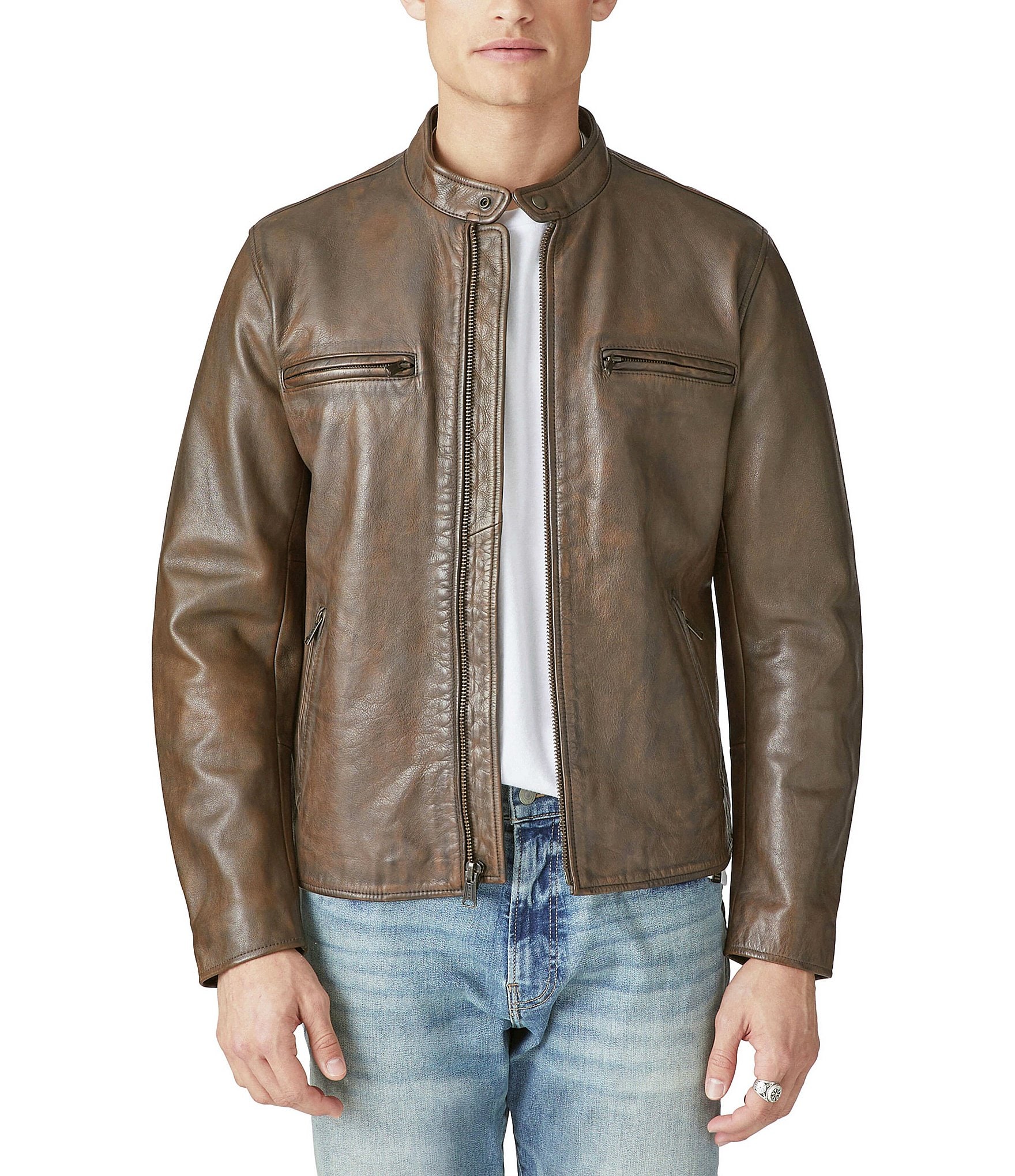 Lucky Brand Long Sleeve Bonneville Leather Jacket | Dillard's