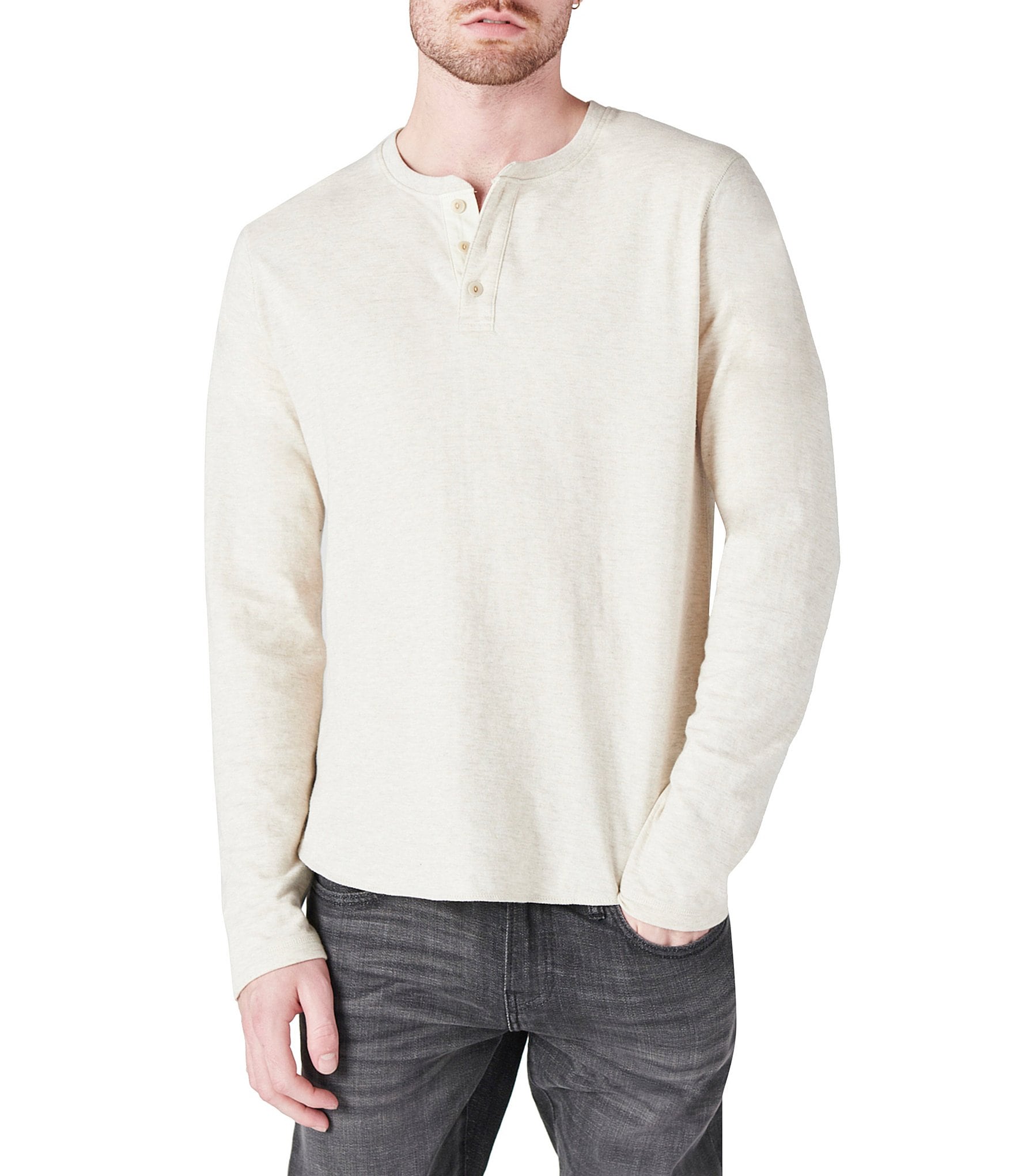 Premium Denim Raglan Long-Sleeve Waffle Knit T-Shirt