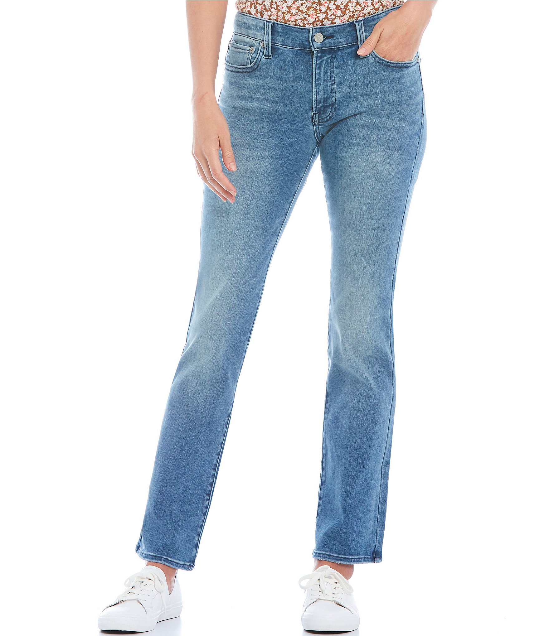 Lucky Brand Mid Rise Sweet Straight Leg Ankle Length Stretch Denim Jeans |  Dillard's