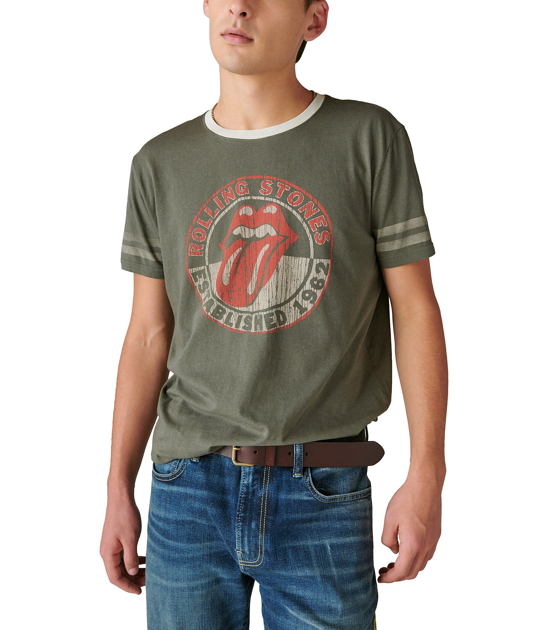 Lucky Brand Short Sleeve Rolling Stones Tongue Logo Graphic T-Shirt