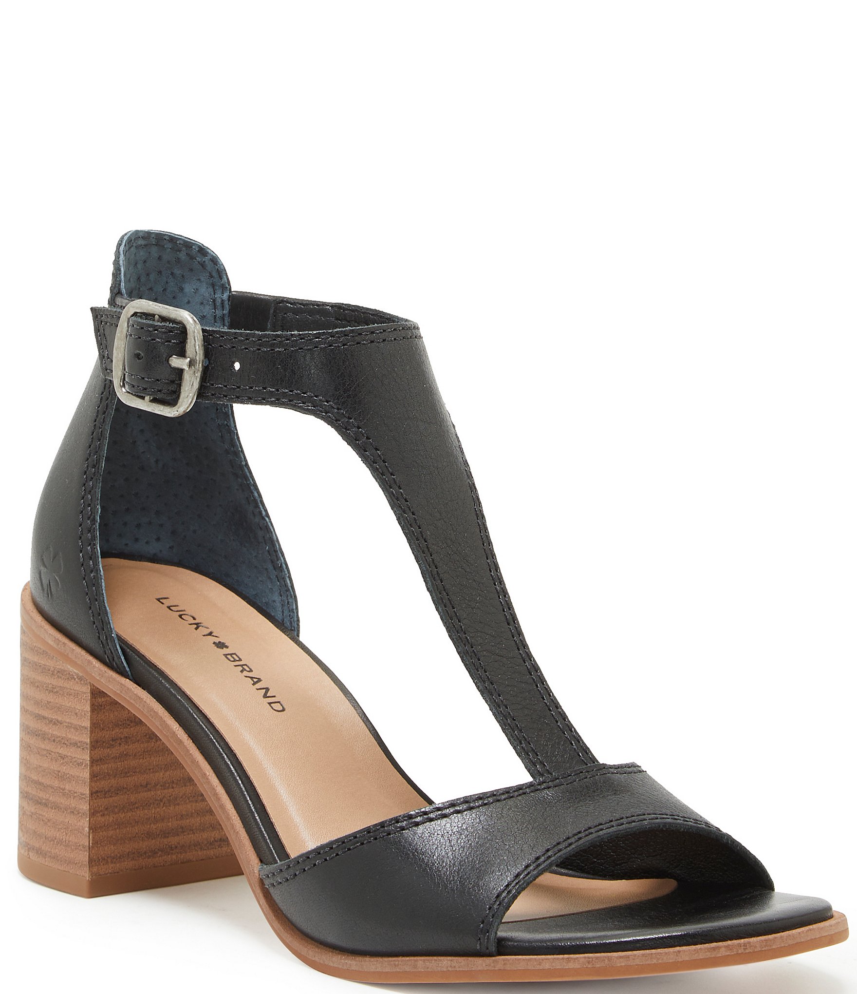 Lucky Brand Sabeni Leather Block Heel Sandals | Dillard's