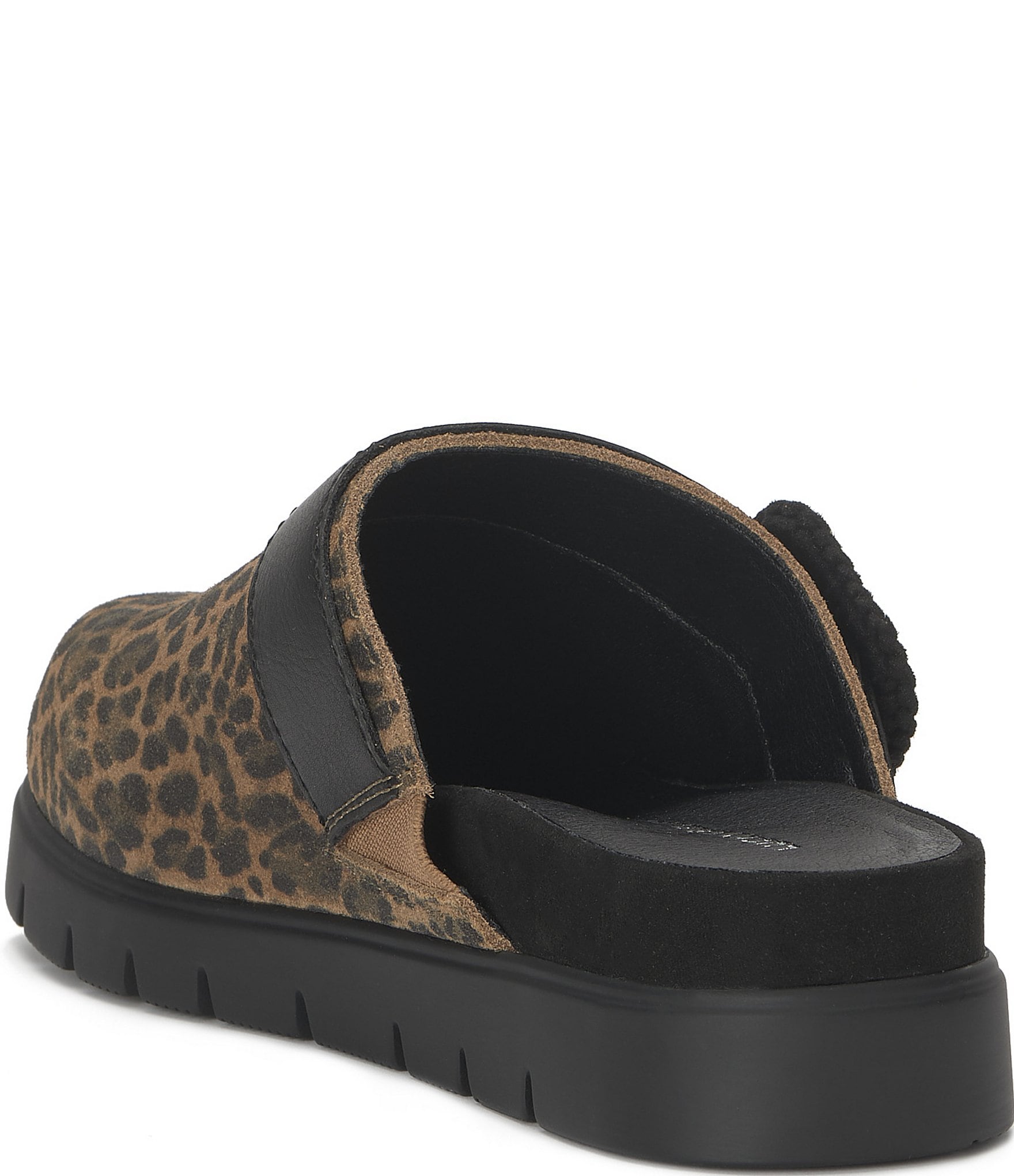 Lucky Brand Sachie Leopard Print Suede Buckle Hardware Clogs
