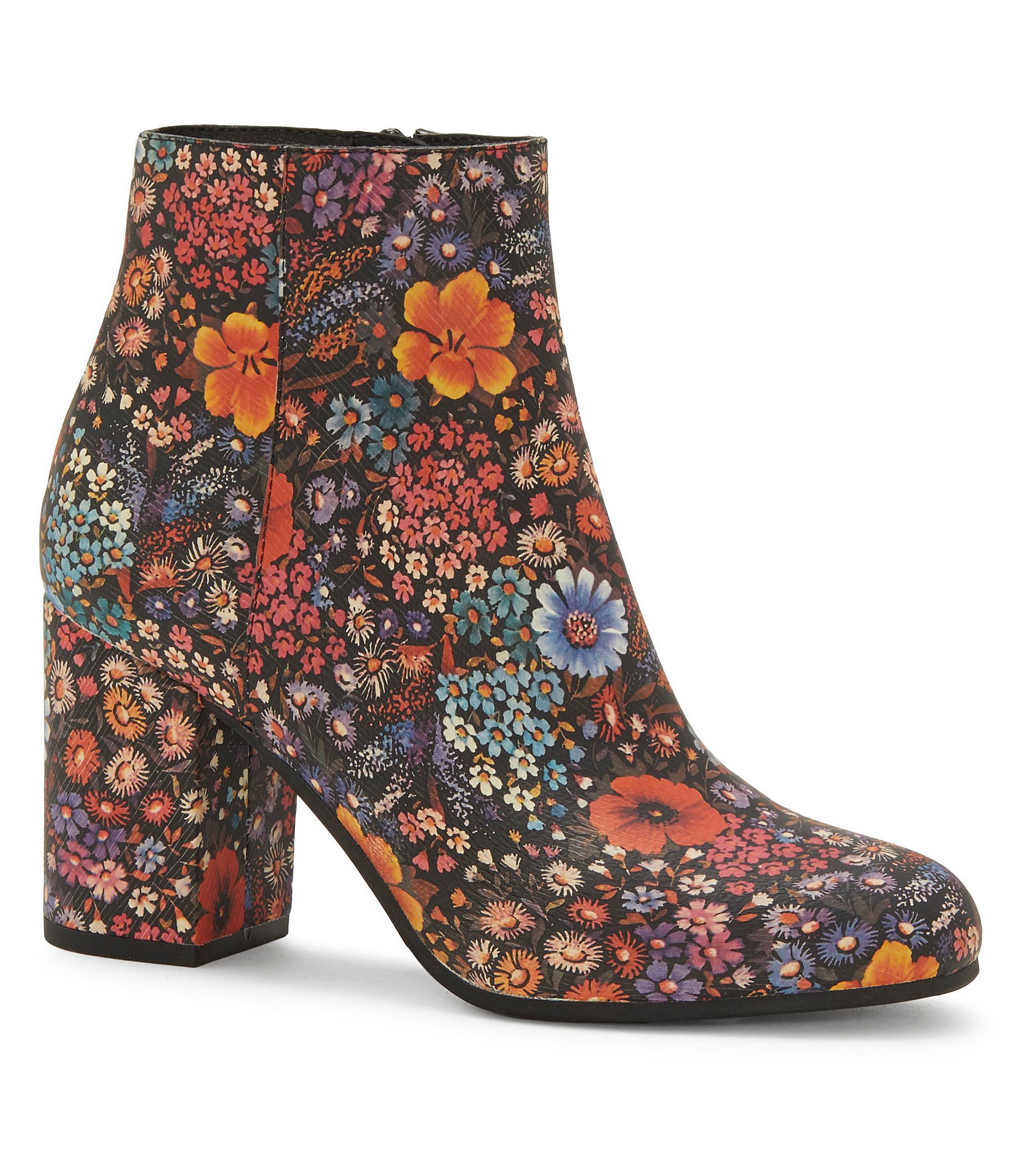 Lucky Brand Salmah Floral Printed Block Heel Booties ...