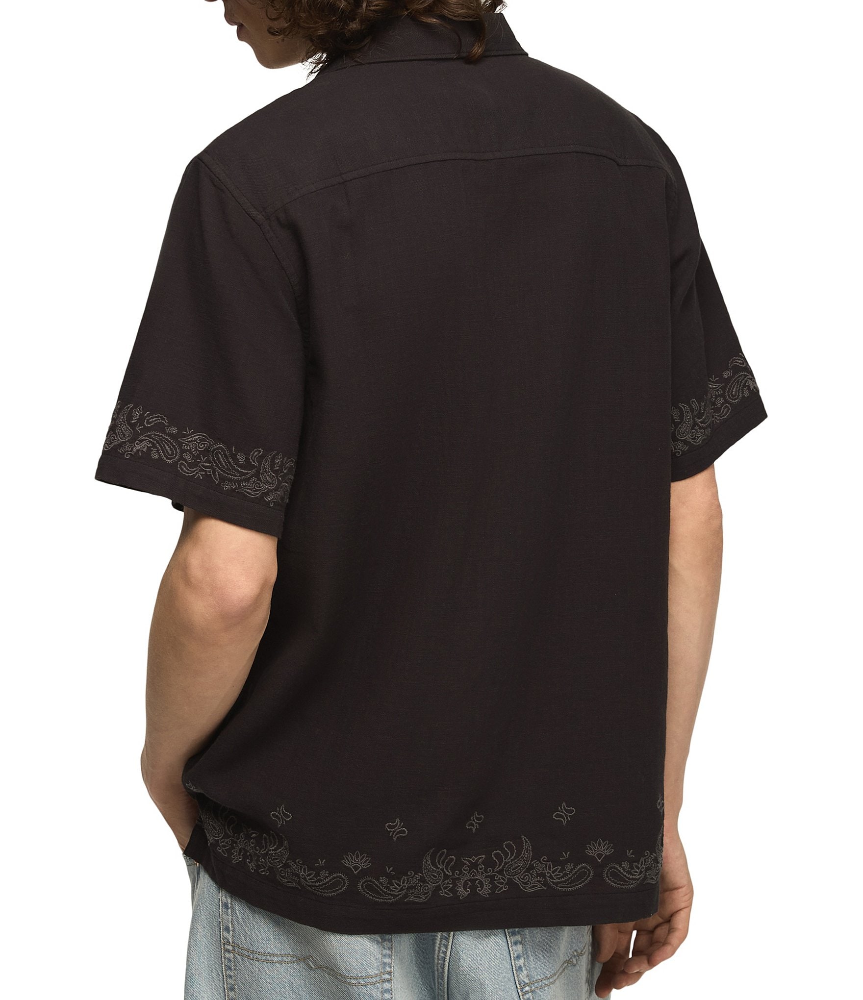 Lucky Brand Short Sleeve Bandana Camp Collar Shirt