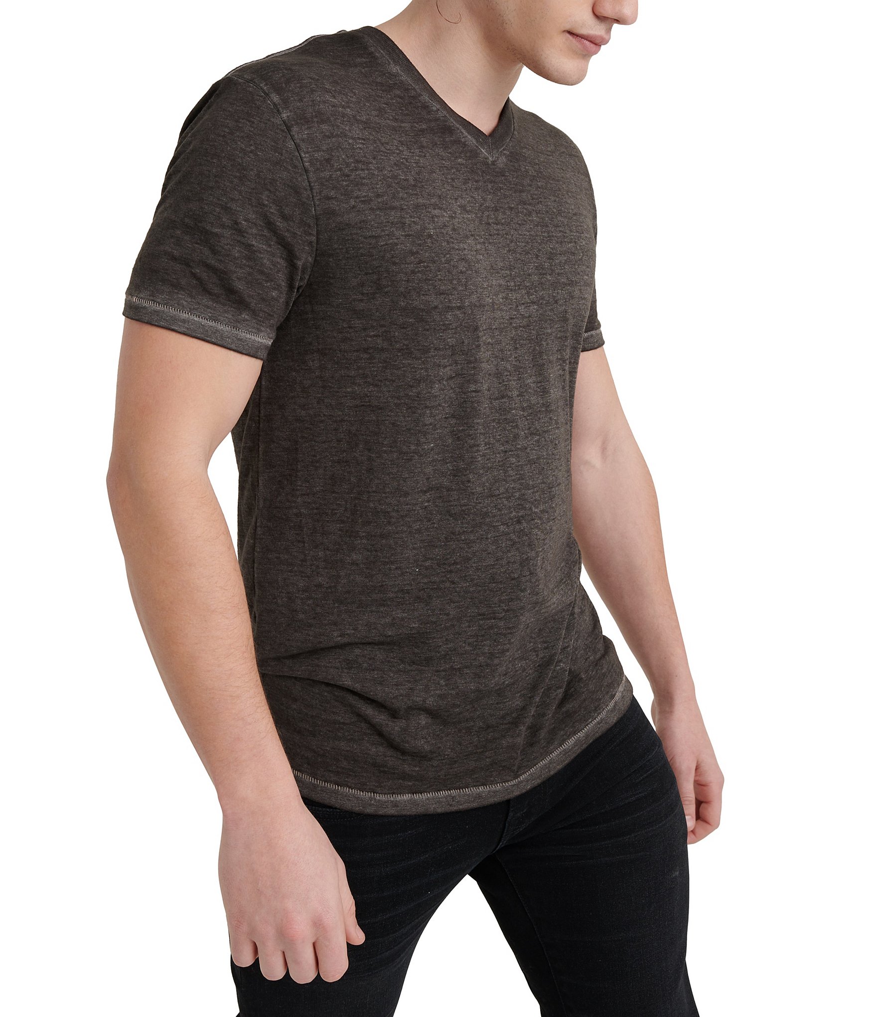 Lucky Brand Short Sleeve Burnout V-Neck T-Shirt