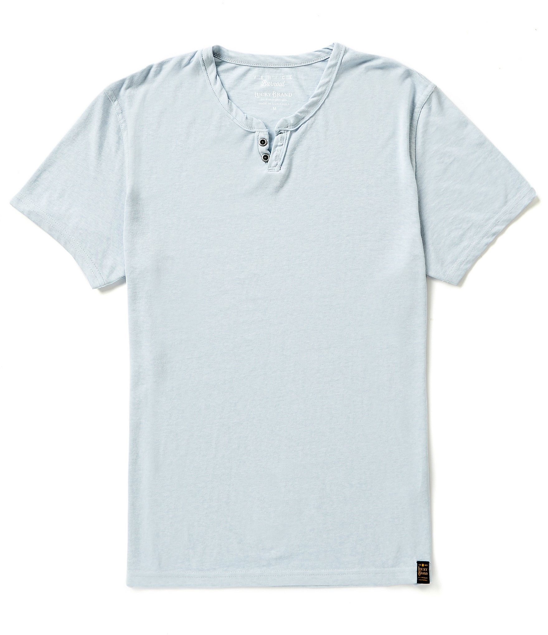 Lucky Brand Short Sleeve Button Notch Neck Venice Burnout T-Shirt