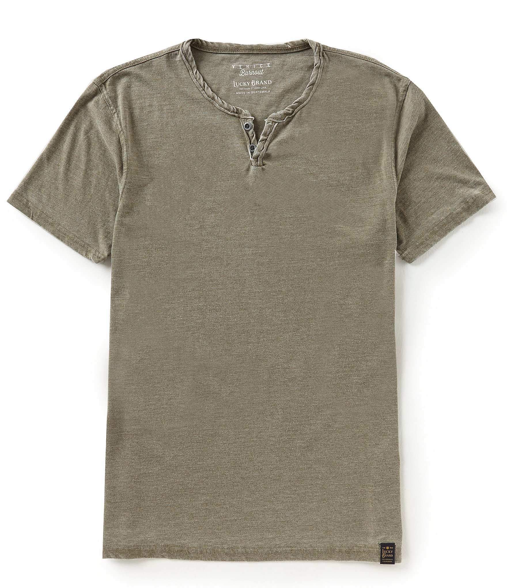 Lucky Brand Short Sleeve Button Notch Neck Venice Burnout T-Shirt