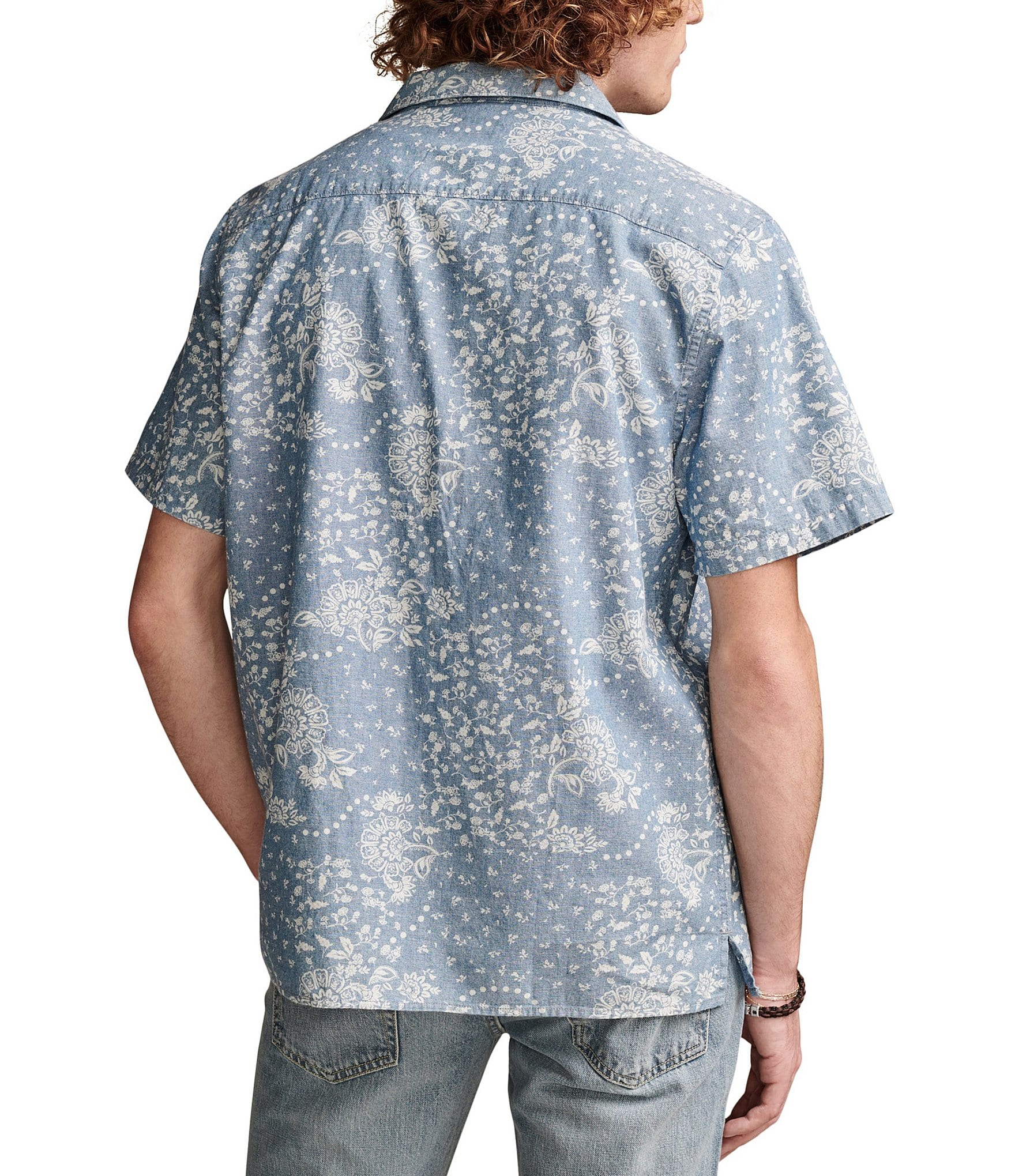 Lucky Brand Short Sleeve Printed Linen-Blend Shirt