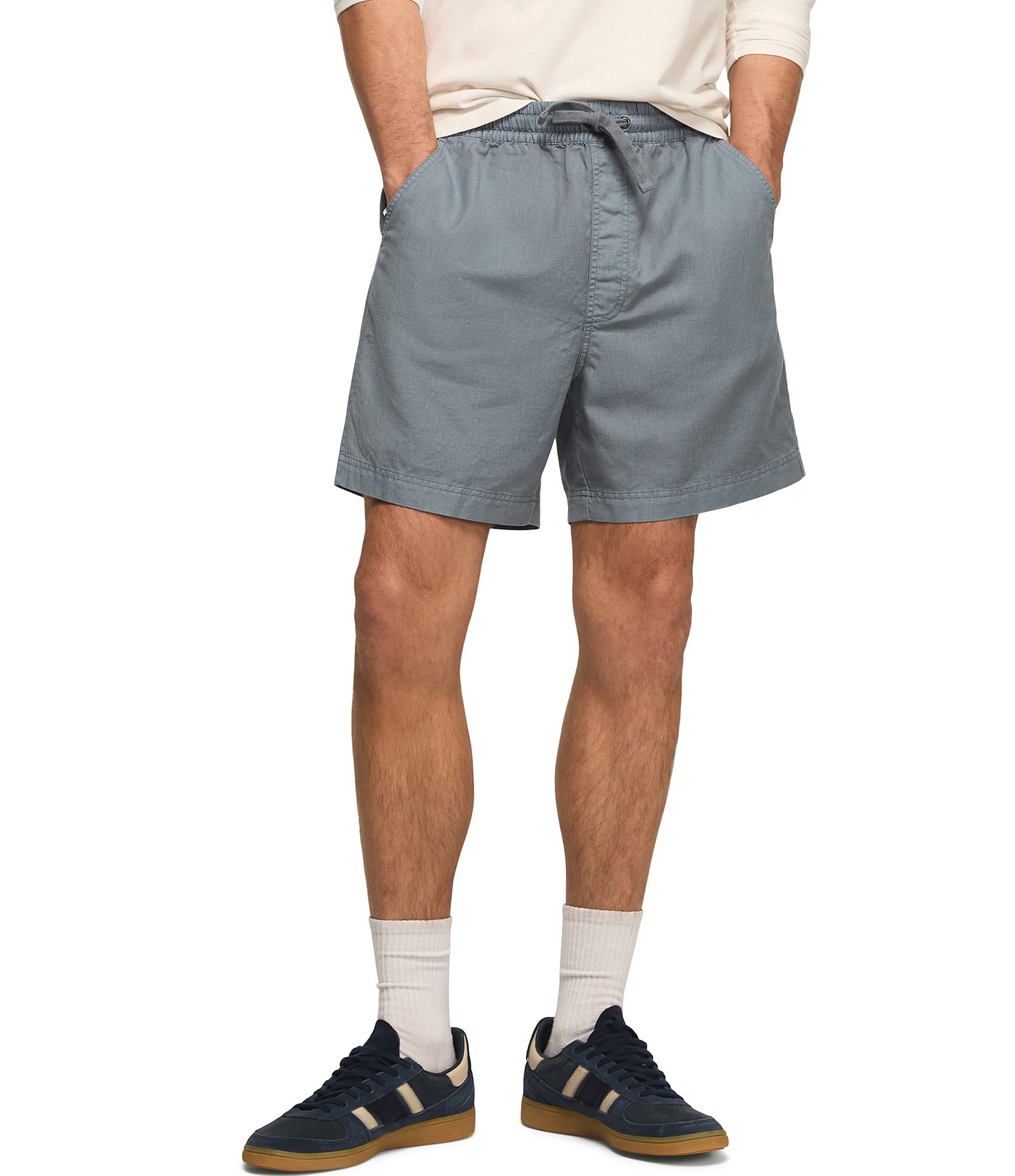 Lucky Brand Solid 7#double; Linen Pull-On Shorts