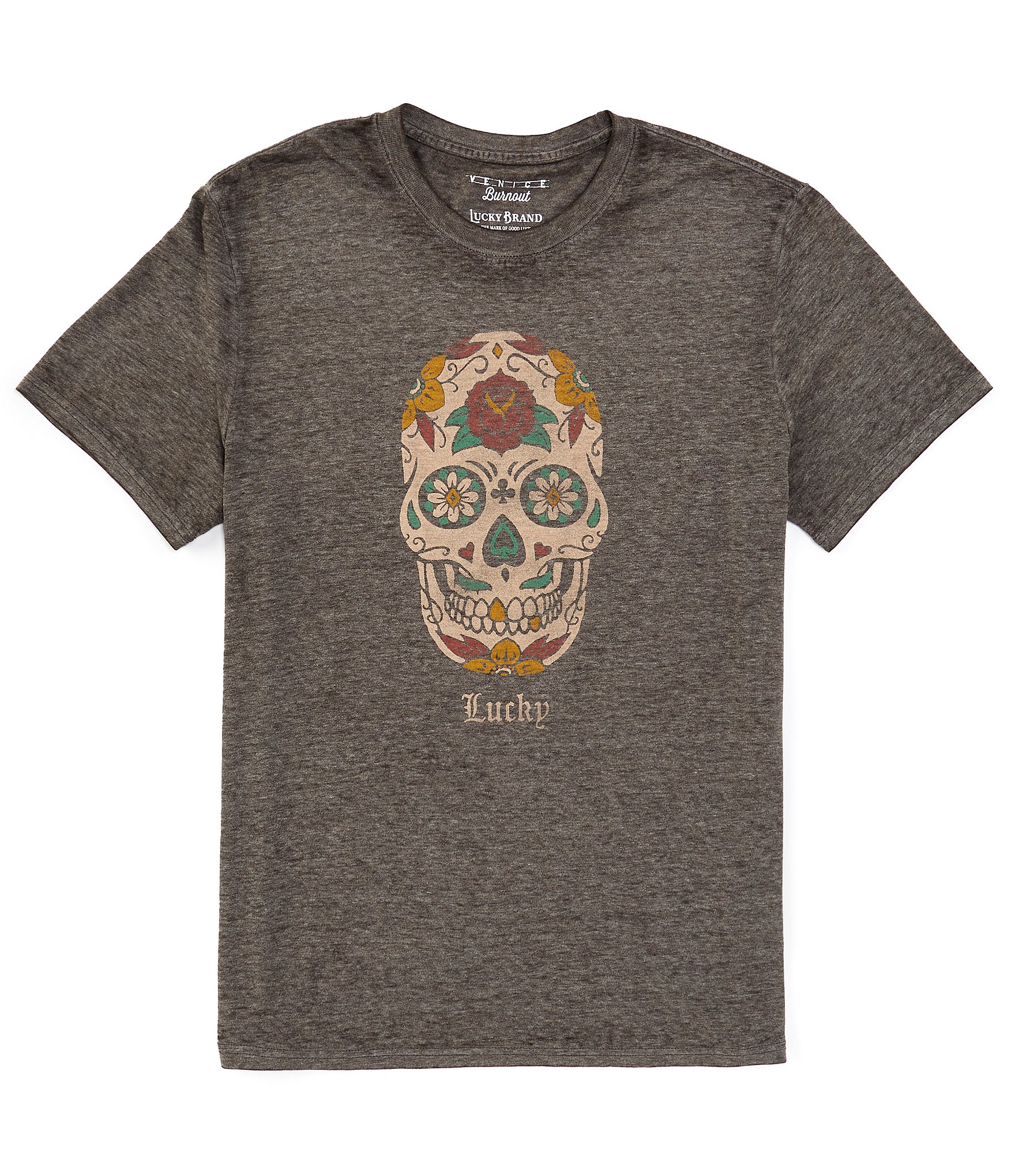 Lucky brand skull t-shirt hotsell