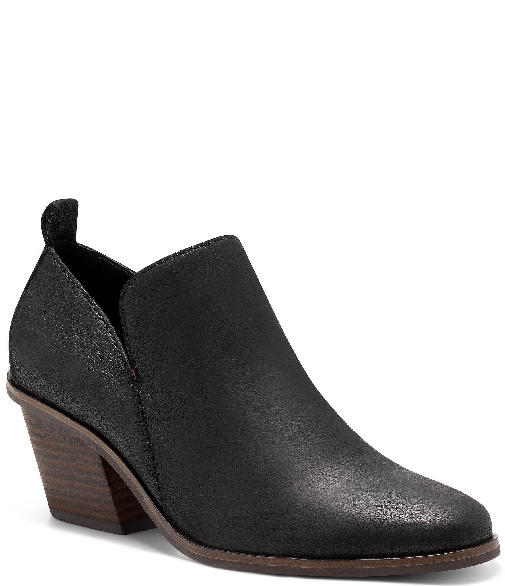 Lucky Brand Victorey Leather Block Heel Western Booties | Dillard's