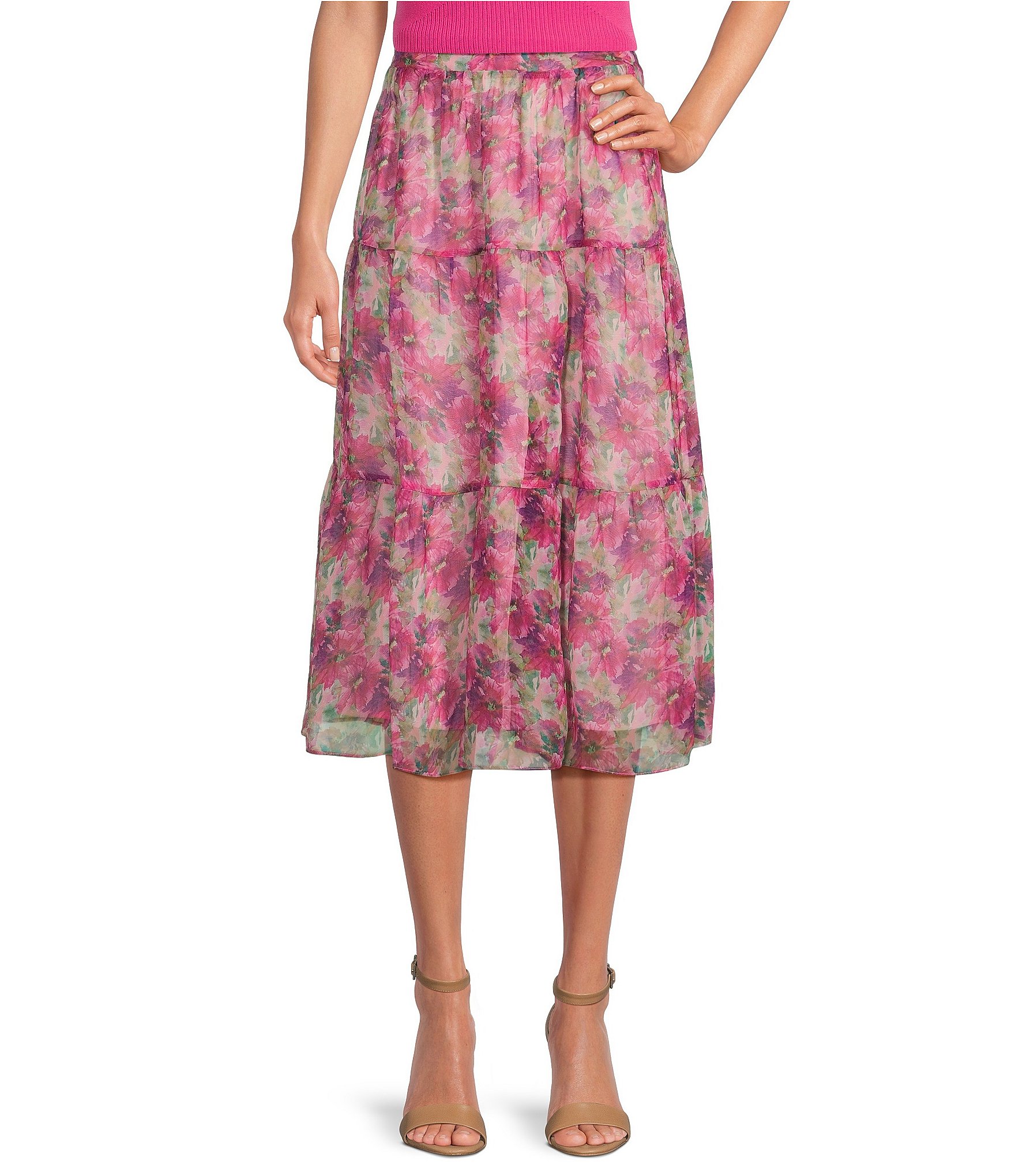 Lucy Paris Floral Print Tiered Maxi Skirt | Dillard's
