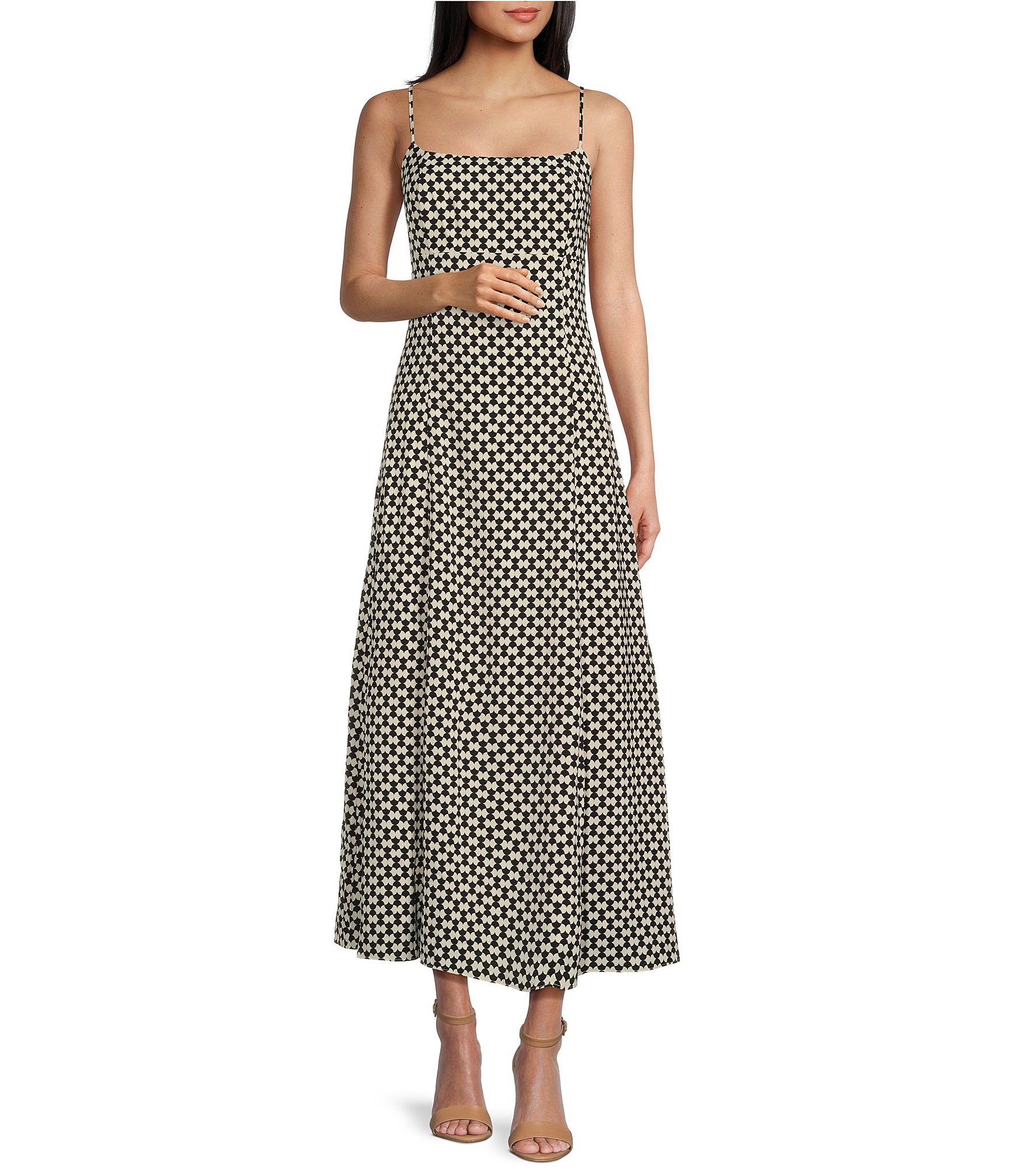 Lucy Paris Geometric Print Square Neck Sleeveless Midi Slip Dress |  Dillard's