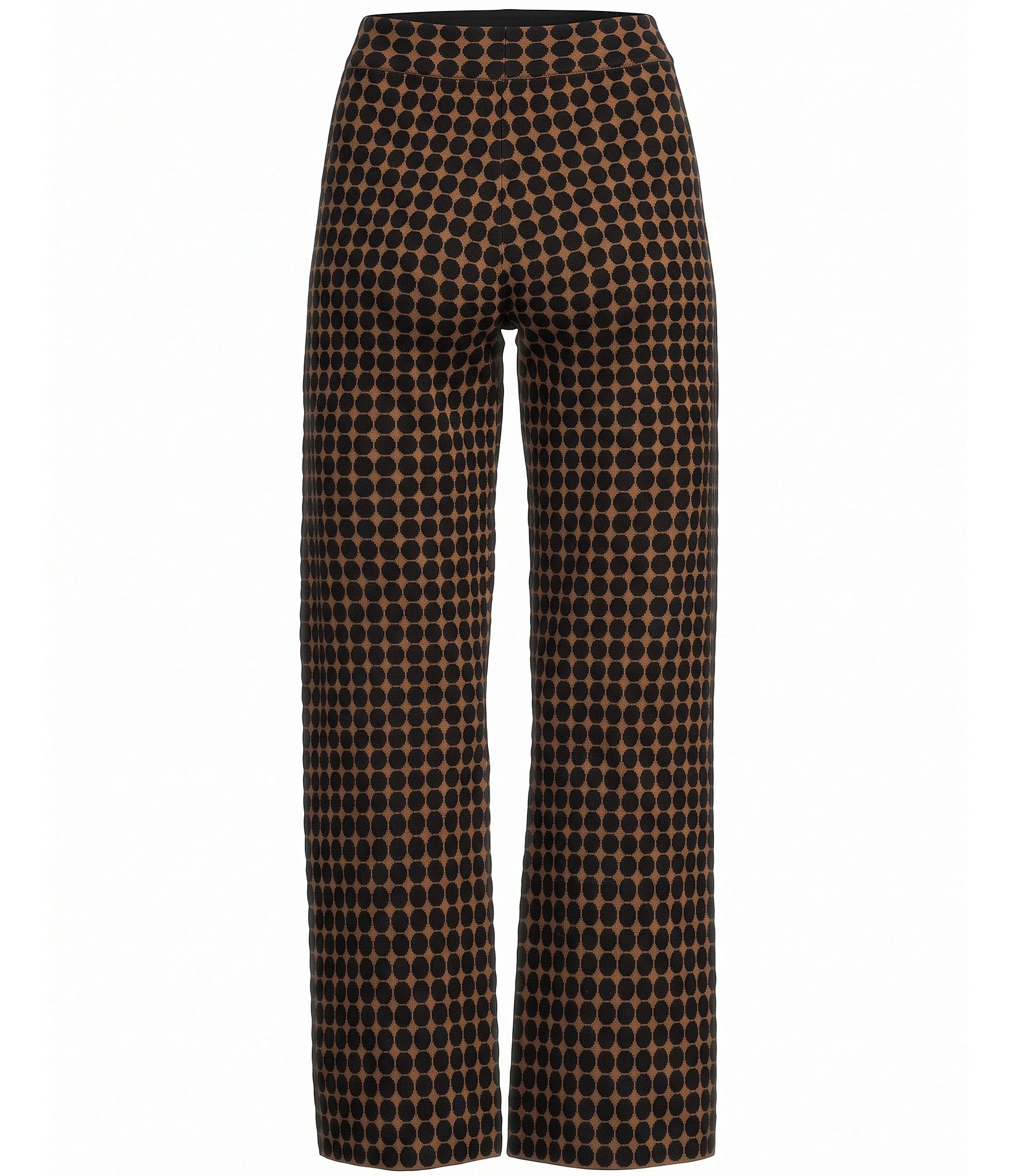 Lucy Paris Mia Dot Patterned High Rise Straight Leg Coordinating Knit Pants