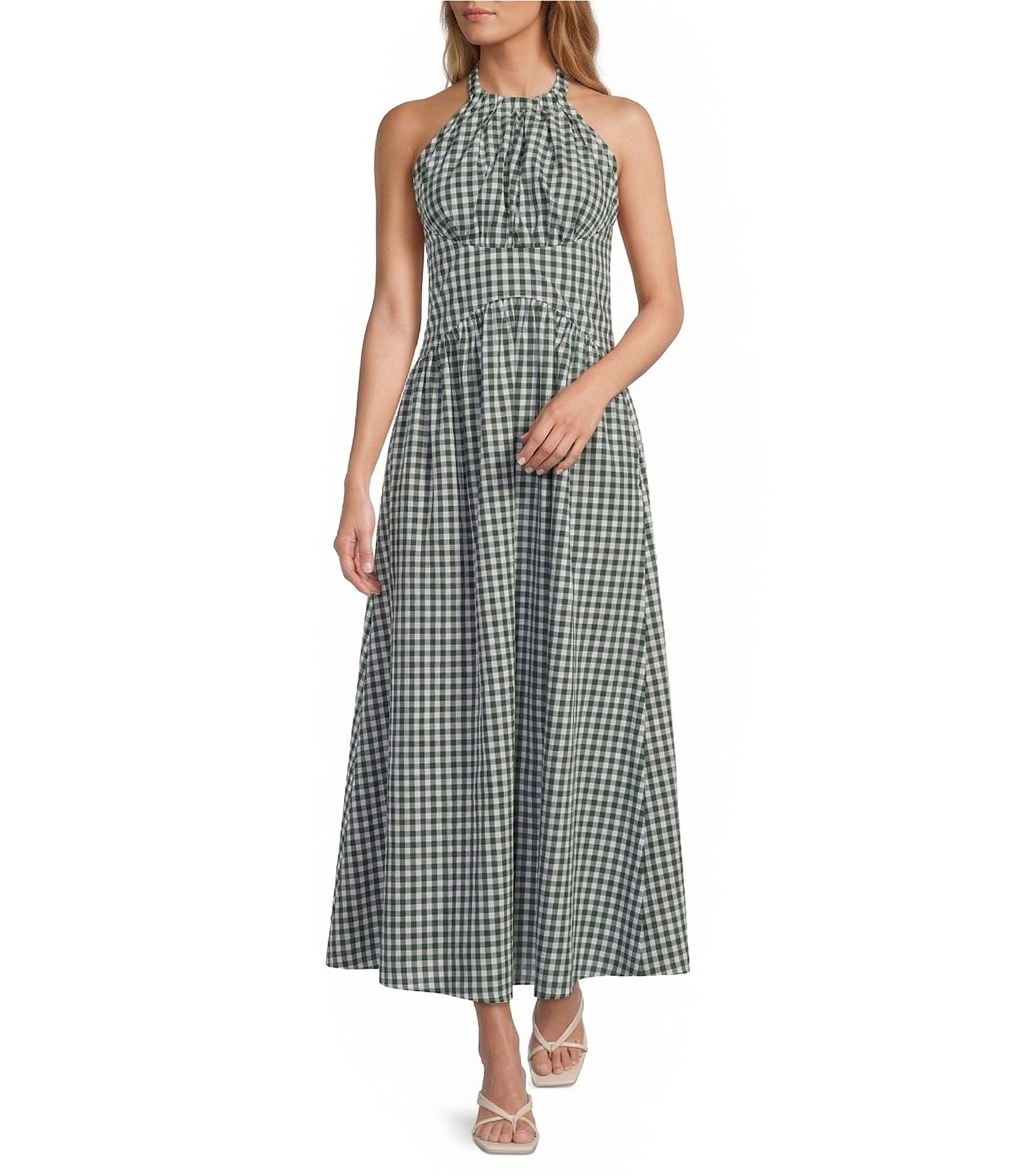 green emerald velvet dress Hunter Green Midi Dress With Criss Cross Back main image 0
