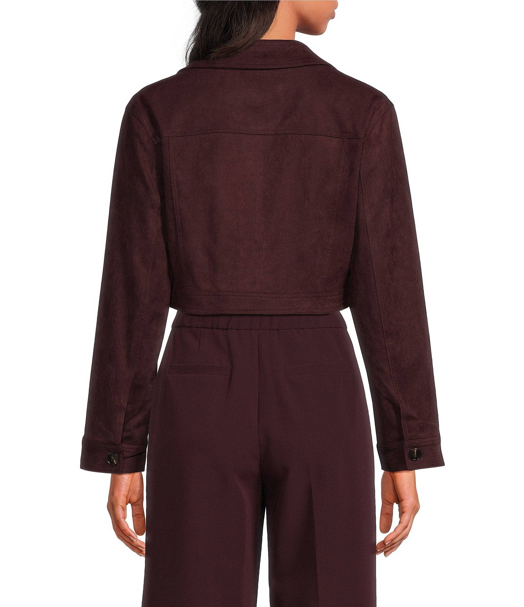 Lucy Paris Petite Size Moto Suede Collared Long Sleeve Jacket