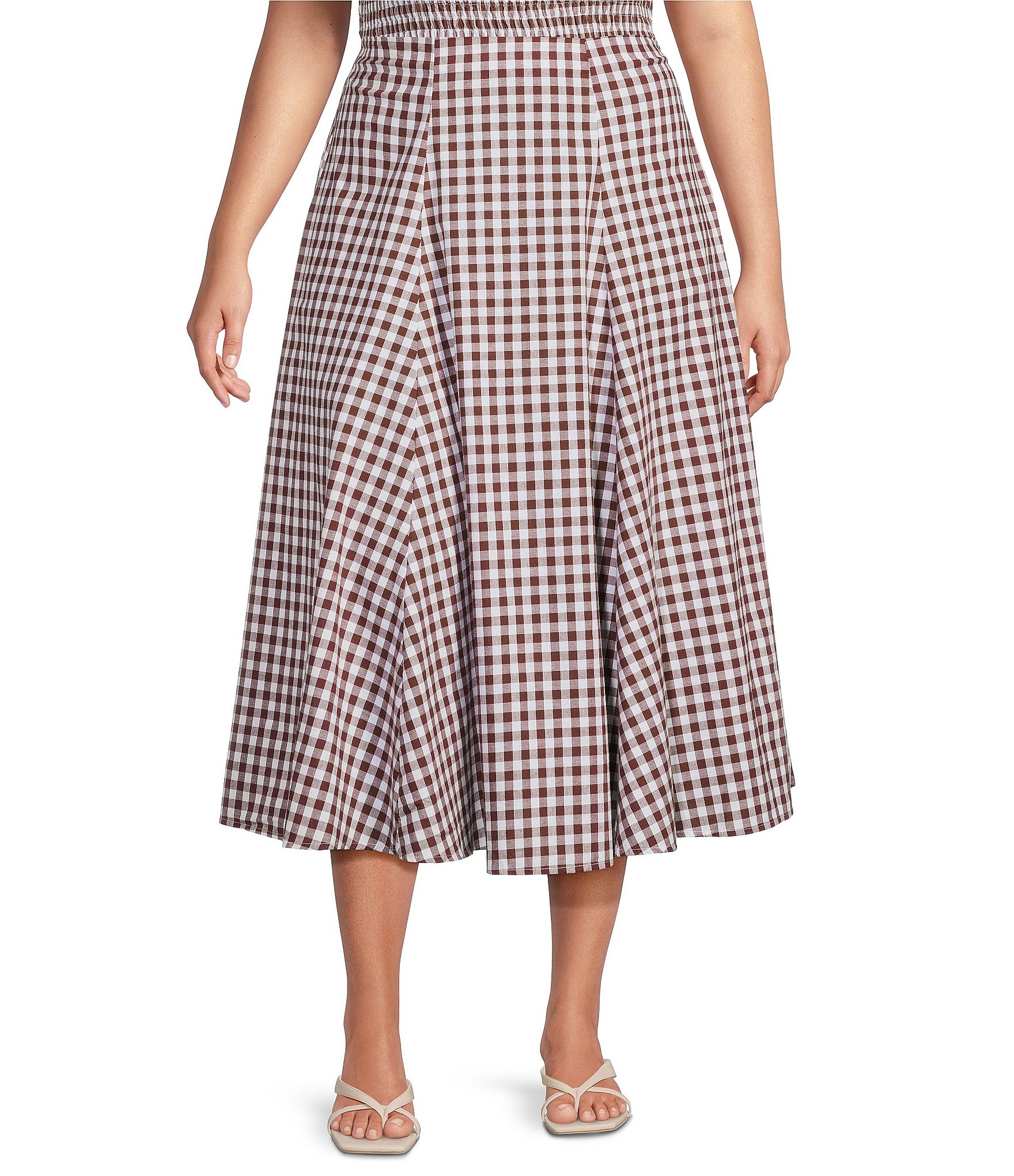 Lucy Paris Plus Size Hope Gingham Print A-Line Coordinating Midi Skirt