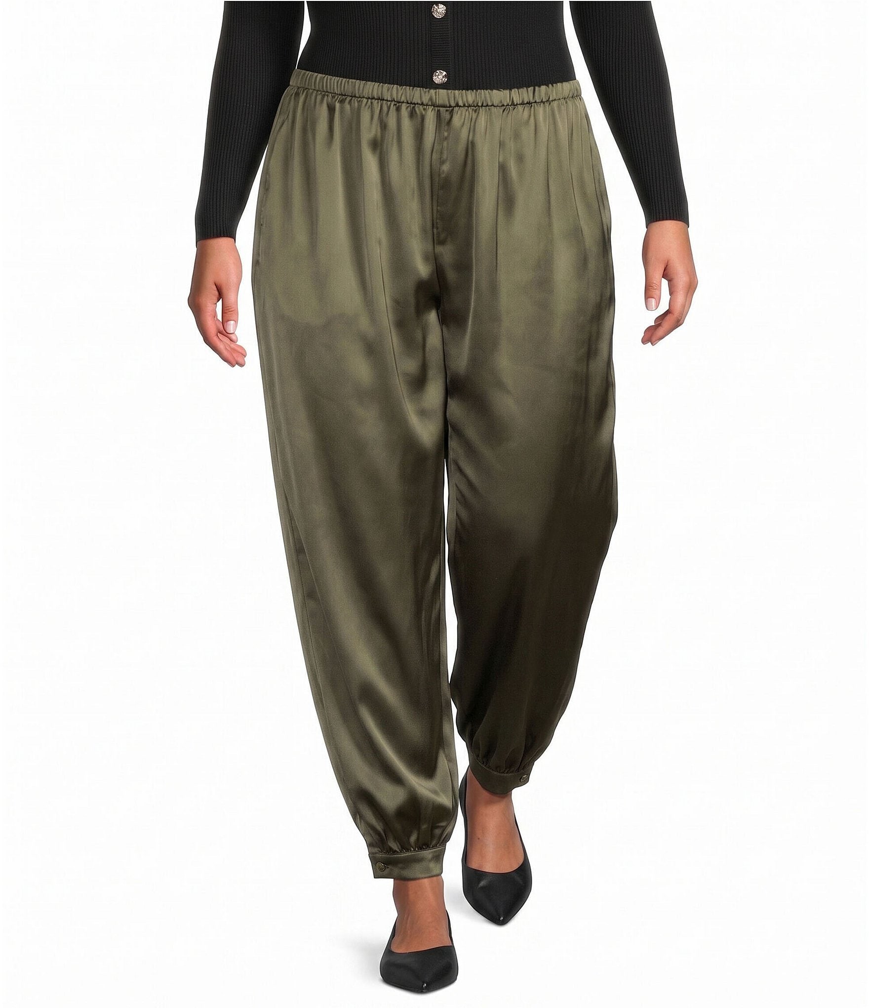 Lucy Paris Plus Size Sam Bubble Hem Pull-On Satin Pants