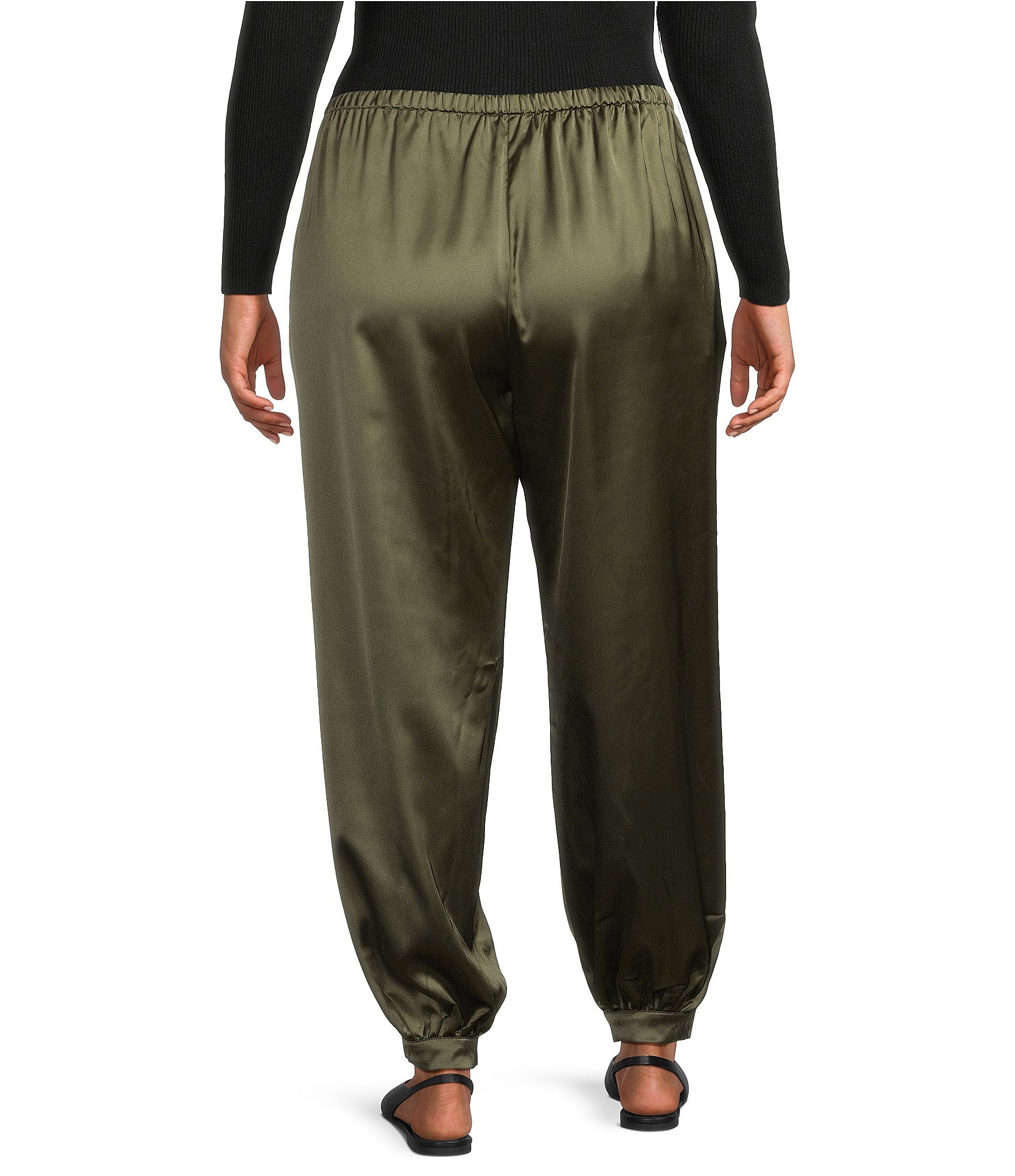 Lucy Paris Plus Size Sam Bubble Hem Pull-On Satin Pants