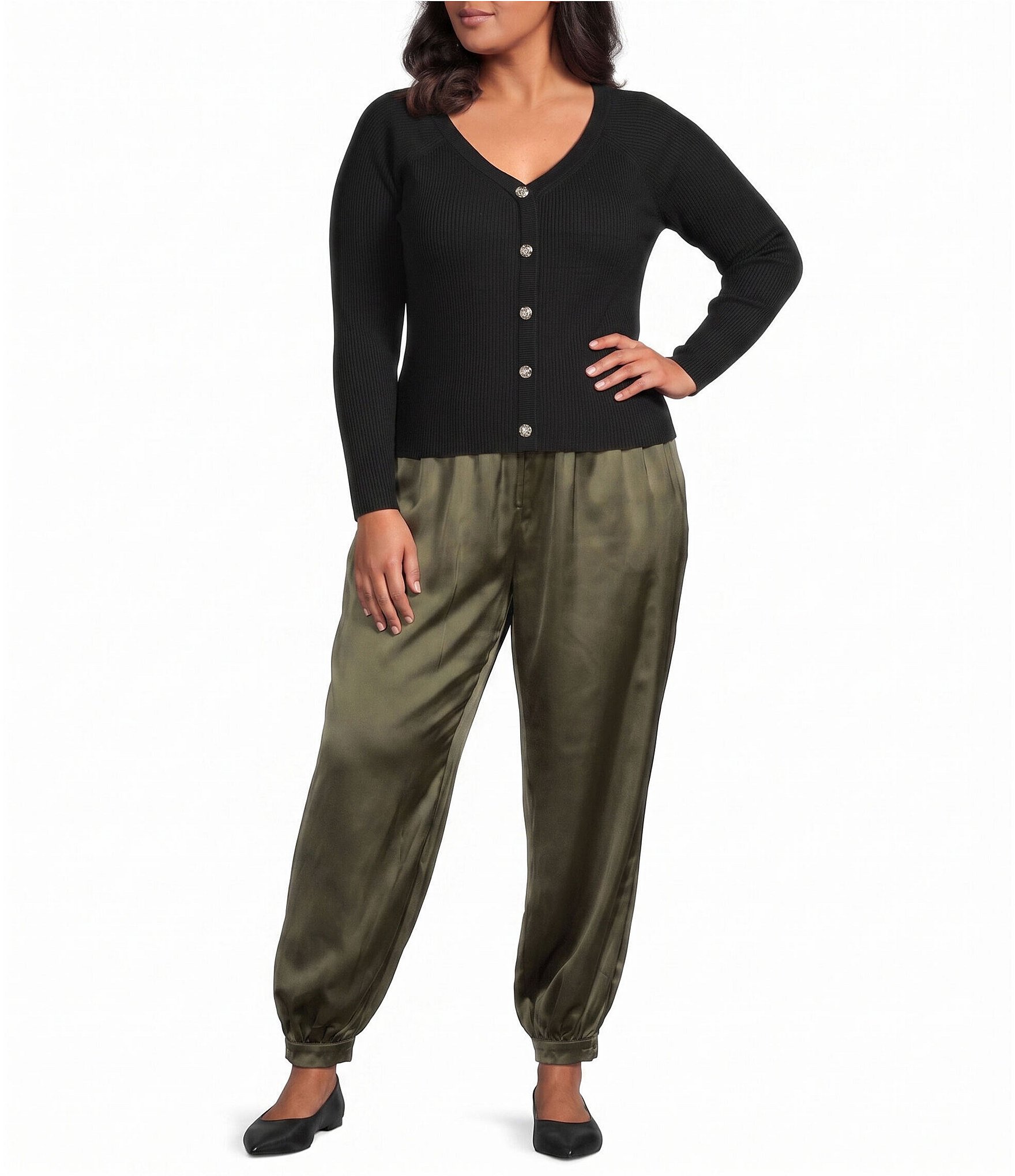 Lucy Paris Plus Size Sam Bubble Hem Pull-On Satin Pants