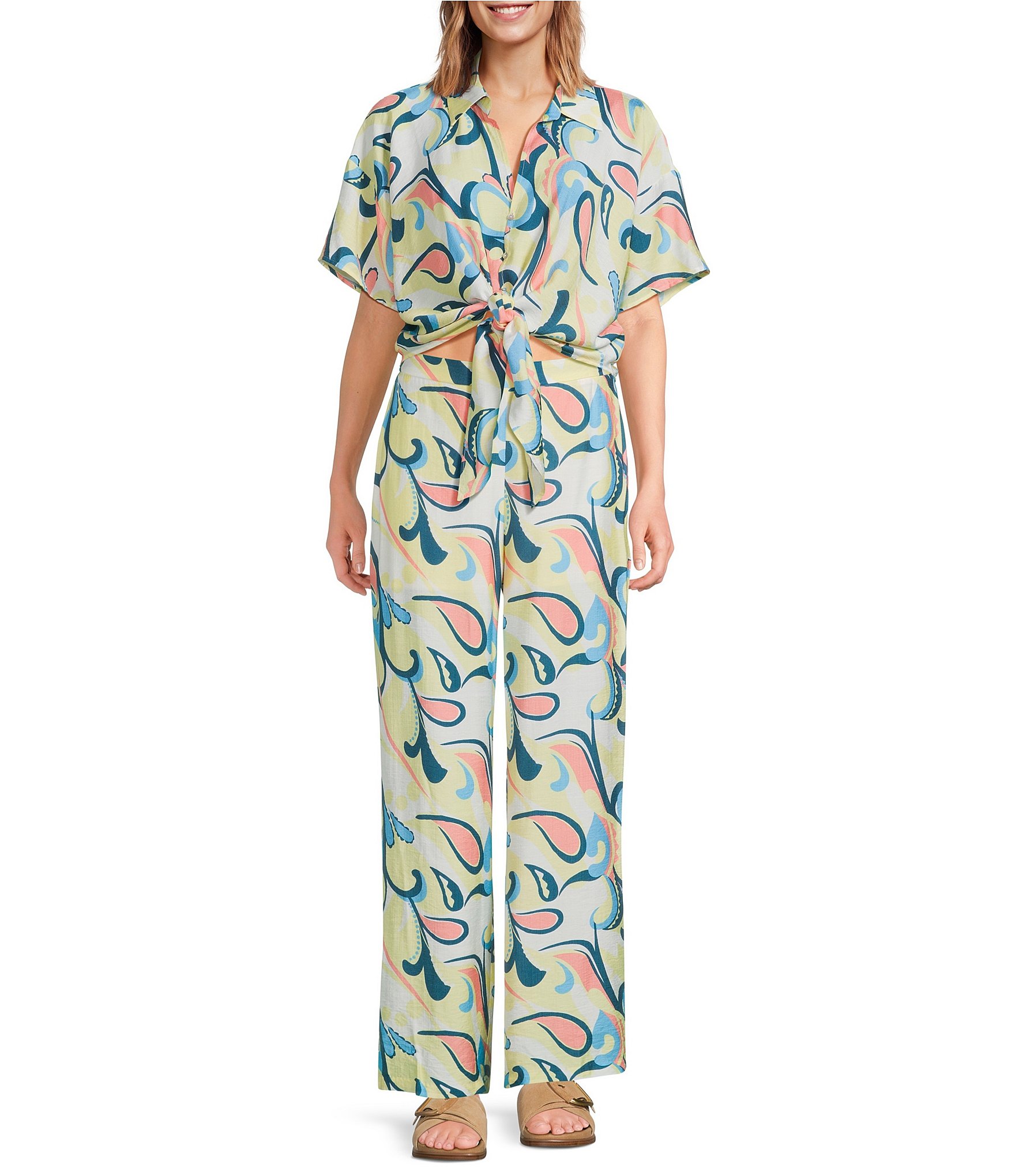 Lucy Paris Rue Printed Wide-Leg Coordinating Pants