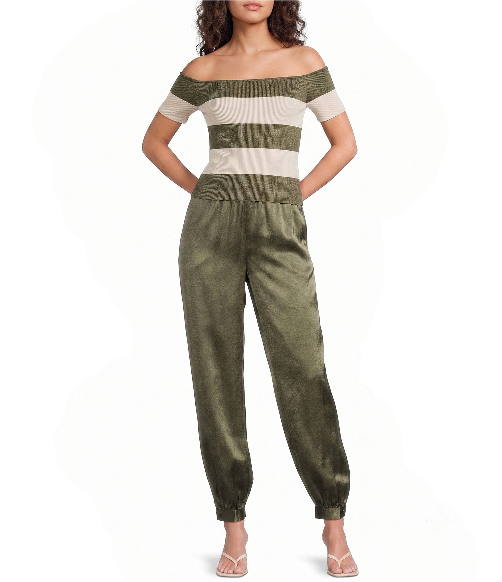 Lucy Paris Sam Bubble Hem Pull On Satin Pant