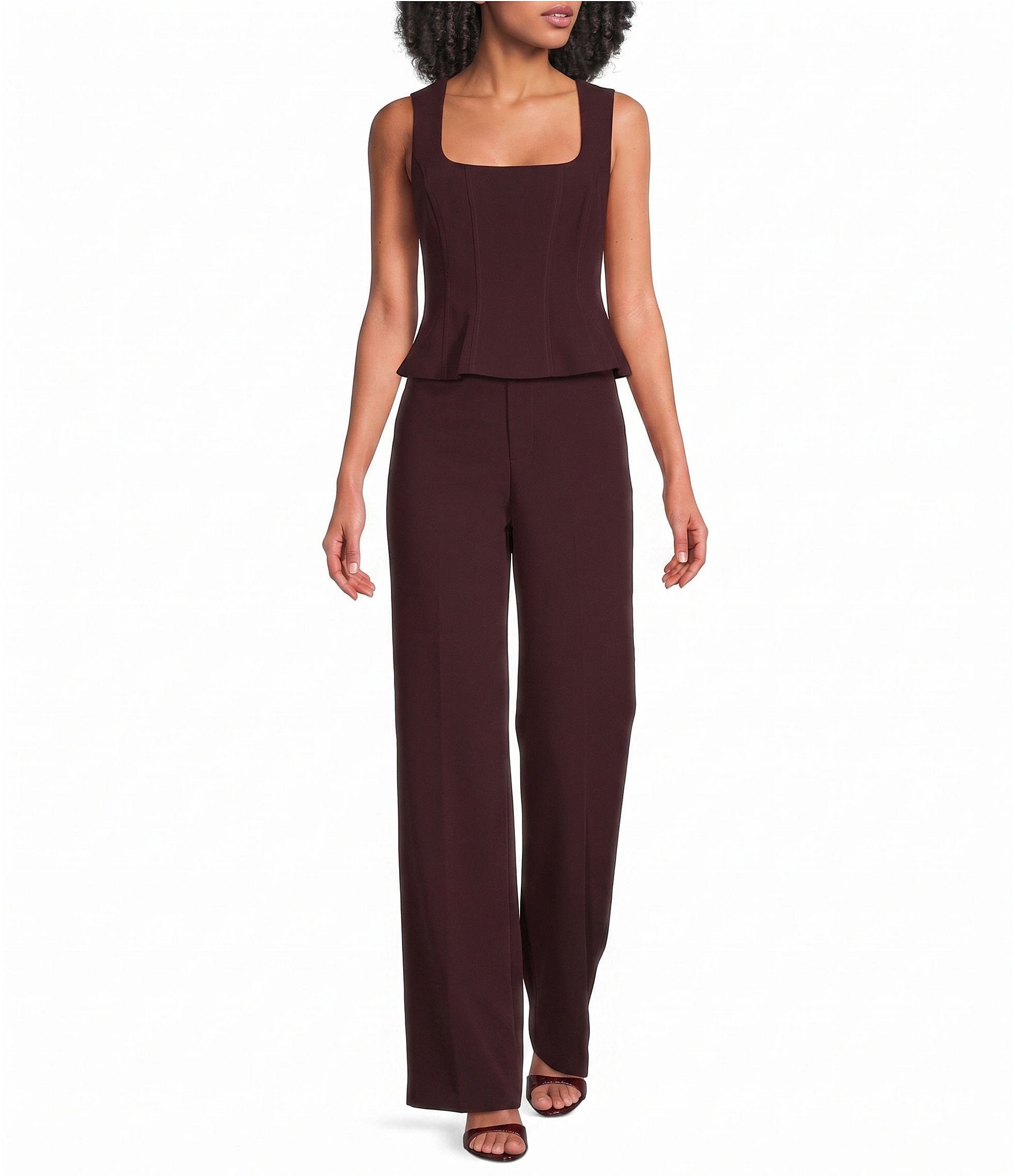 Lucy Paris Square Neck Sleeveless Coordinating Peplum Top