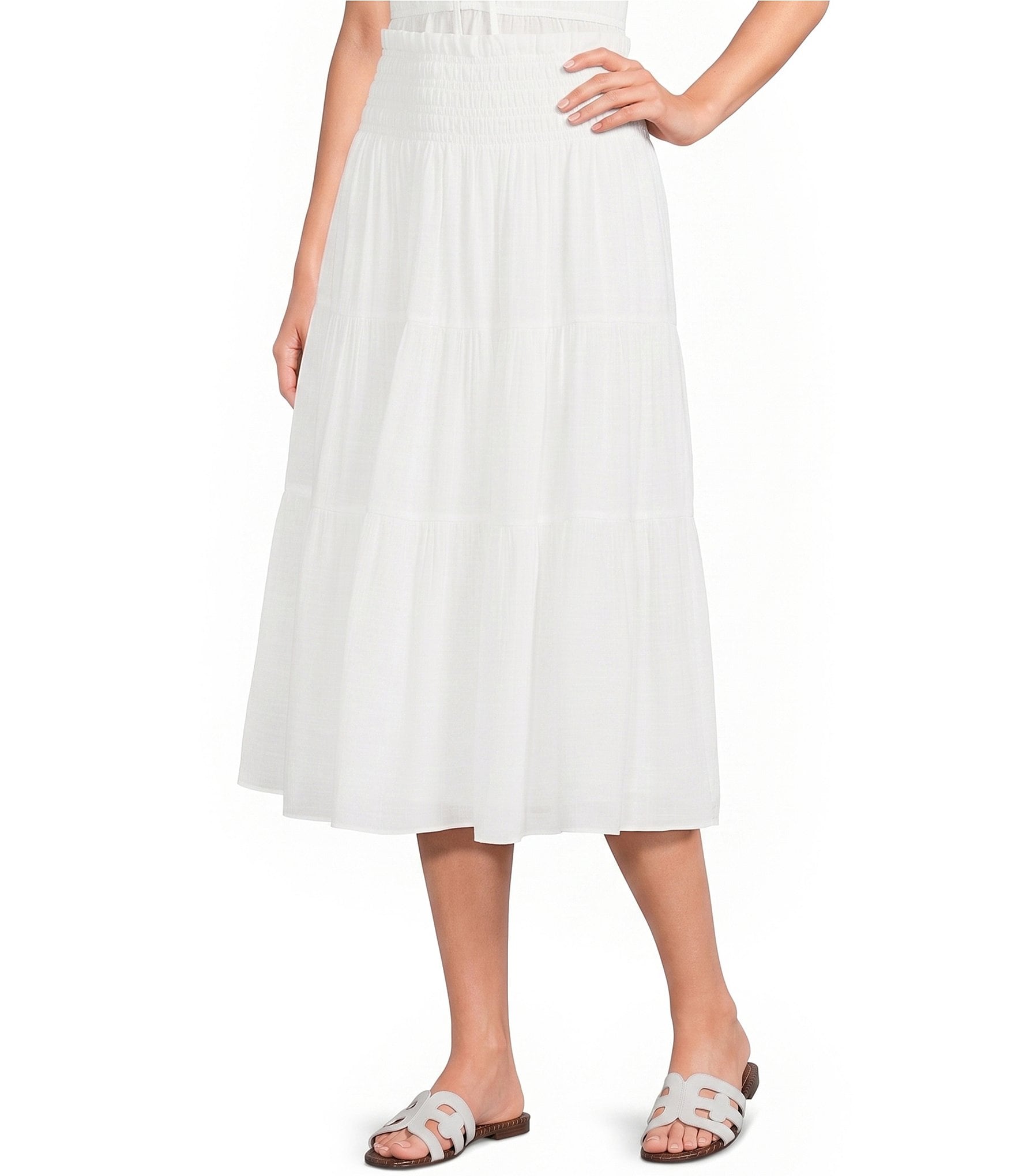 Lucy Paris Tropez Smocked Coordinating A-Line Midi Skirt